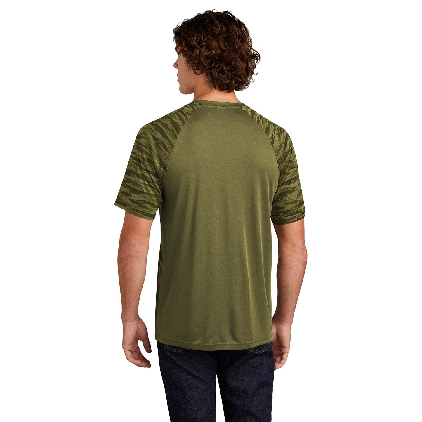 Black T-Shirts - Sport-Tek - Colorblock Design, Camo Pattern