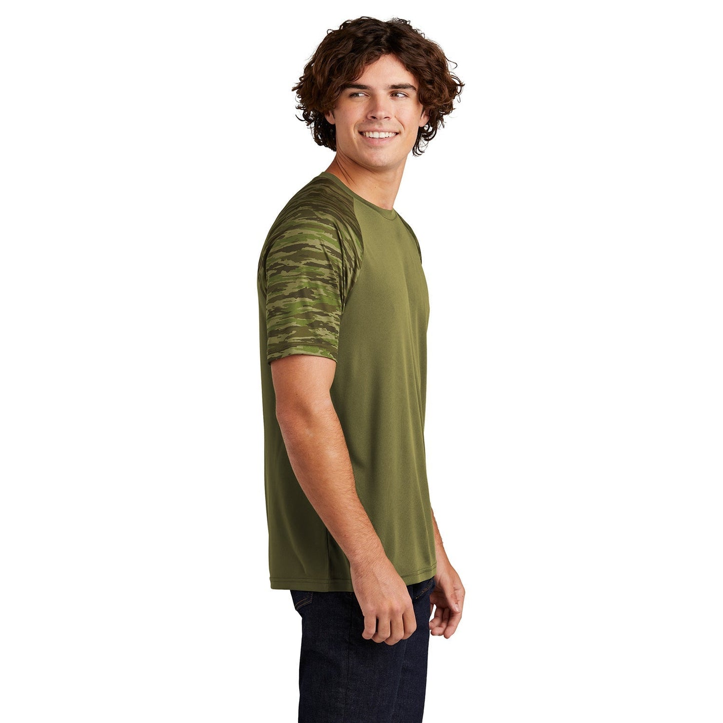 Black T-Shirts - Sport-Tek - Colorblock Design, Camo Pattern