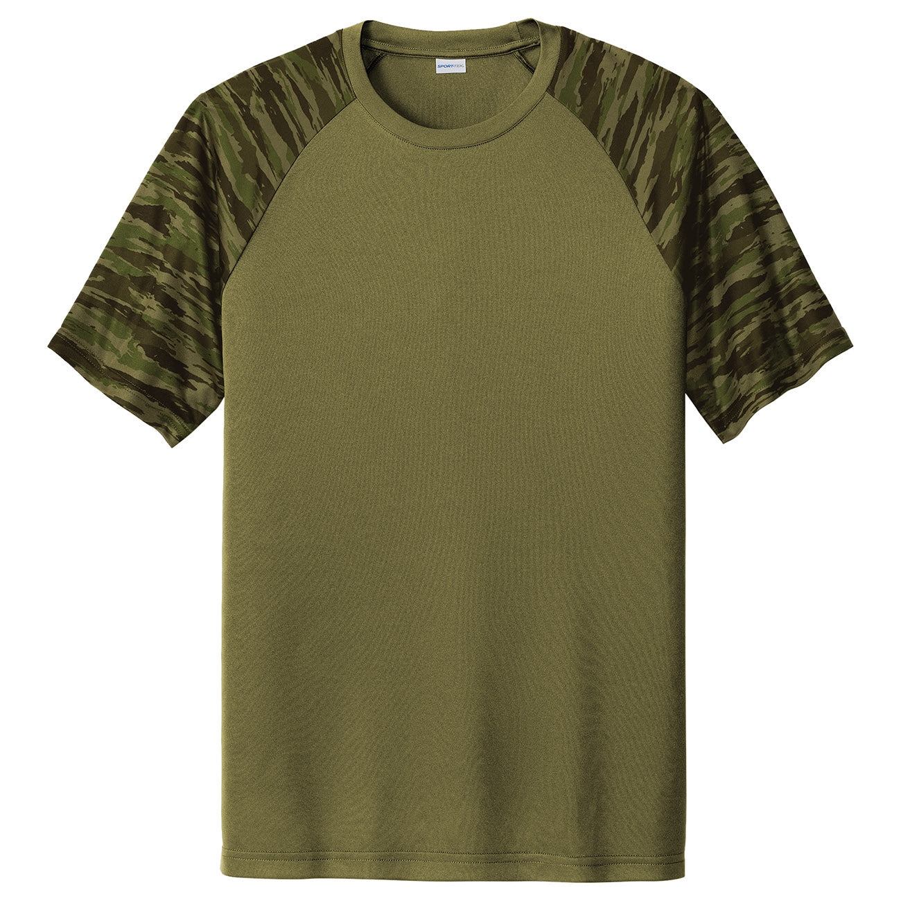 Black T-Shirts - Sport-Tek - Colorblock Design, Camo Pattern