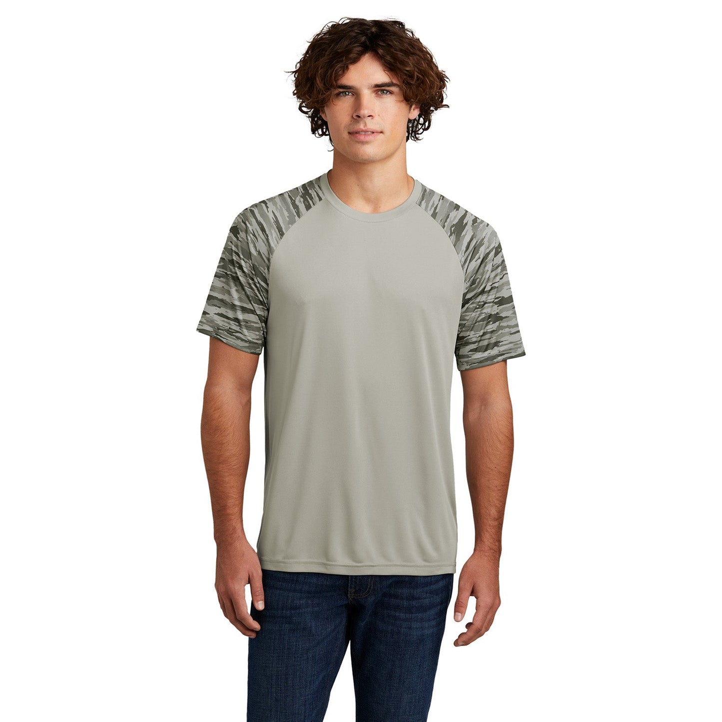 Black T-Shirts - Sport-Tek - Colorblock Design, Camo Pattern