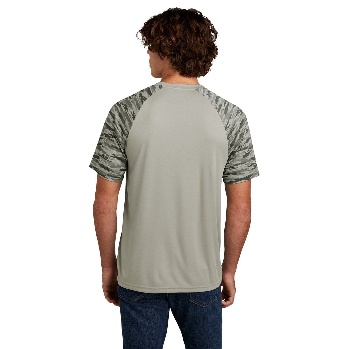 Black T-Shirts - Sport-Tek - Colorblock Design, Camo Pattern