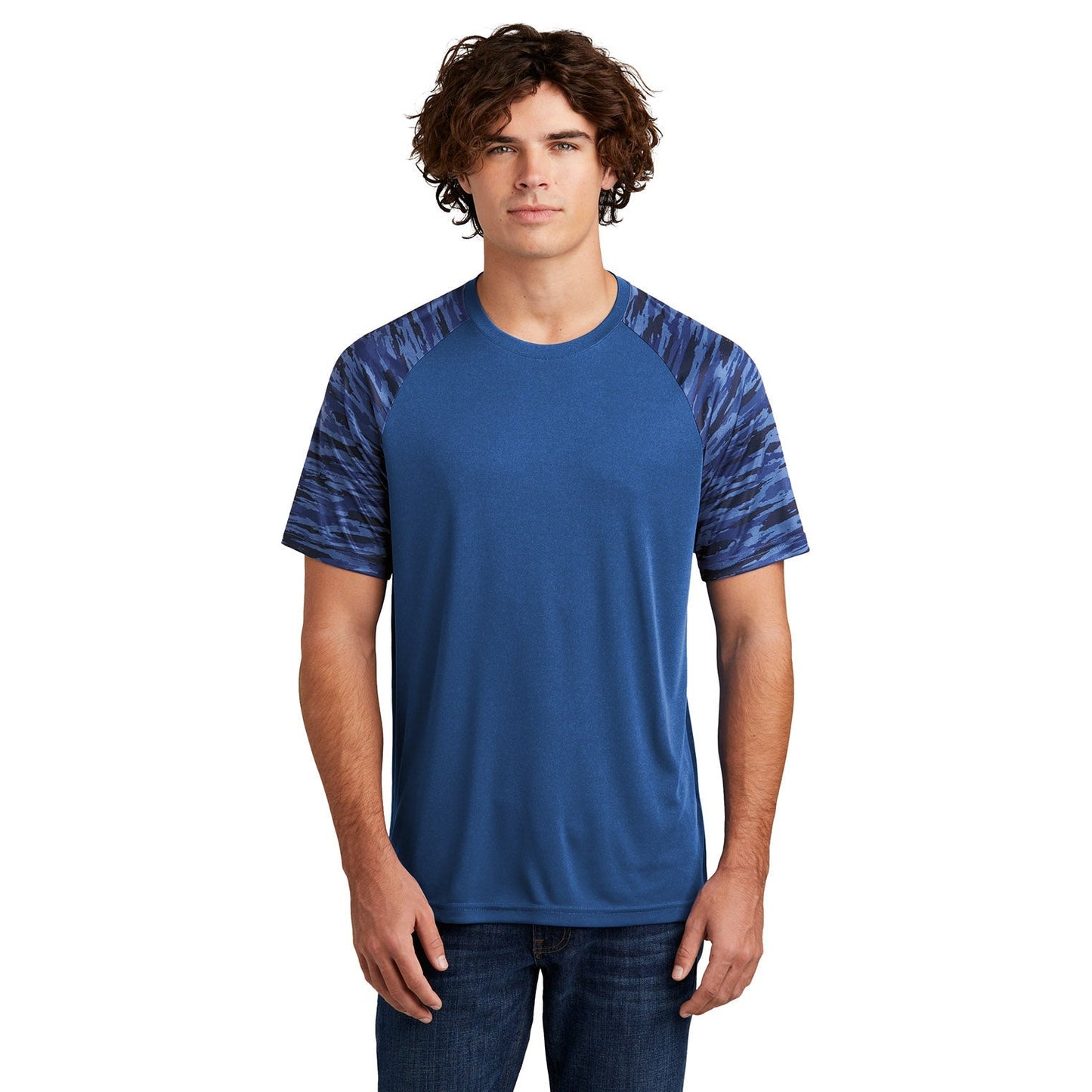 Black T-Shirts - Sport-Tek - Colorblock Design, Camo Pattern