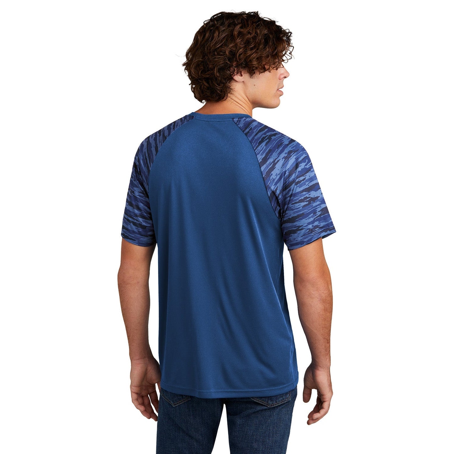 Black T-Shirts - Sport-Tek - Colorblock Design, Camo Pattern