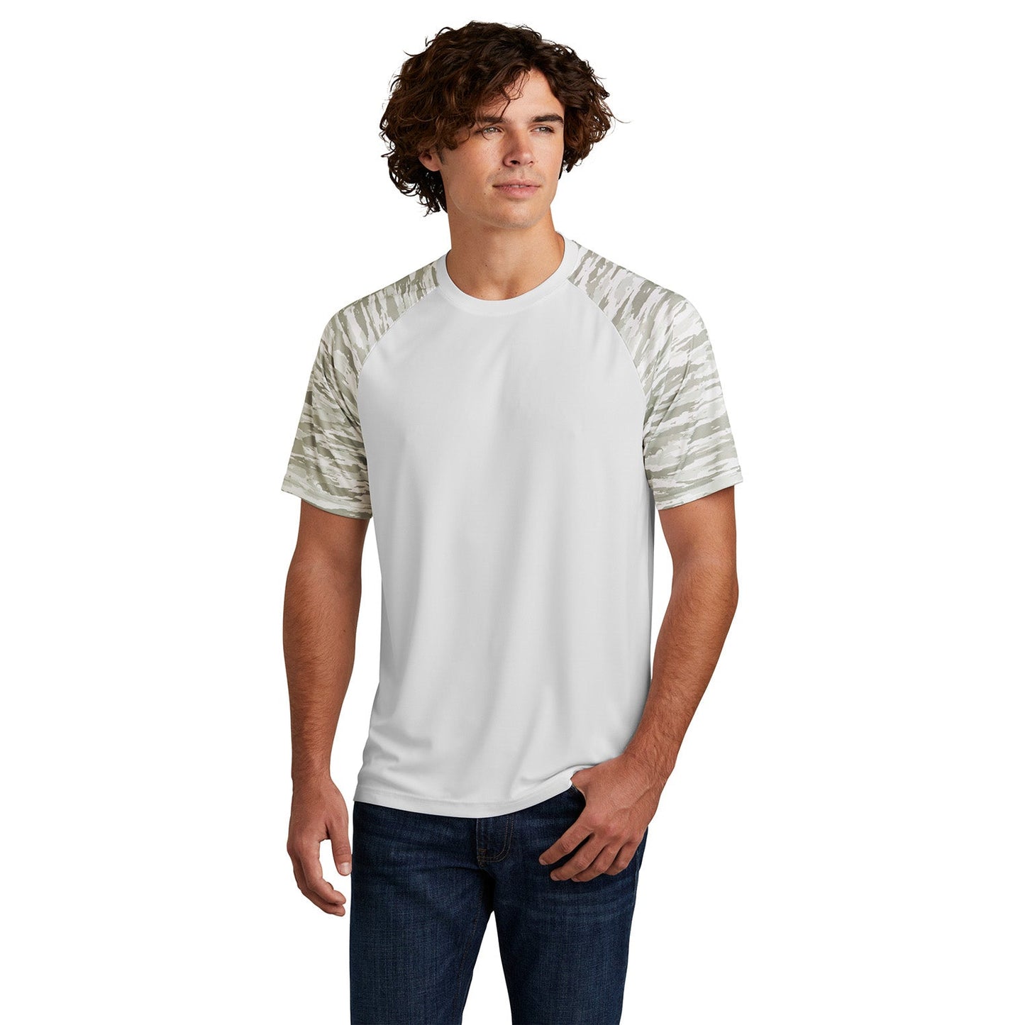 Black T-Shirts - Sport-Tek - Colorblock Design, Camo Pattern