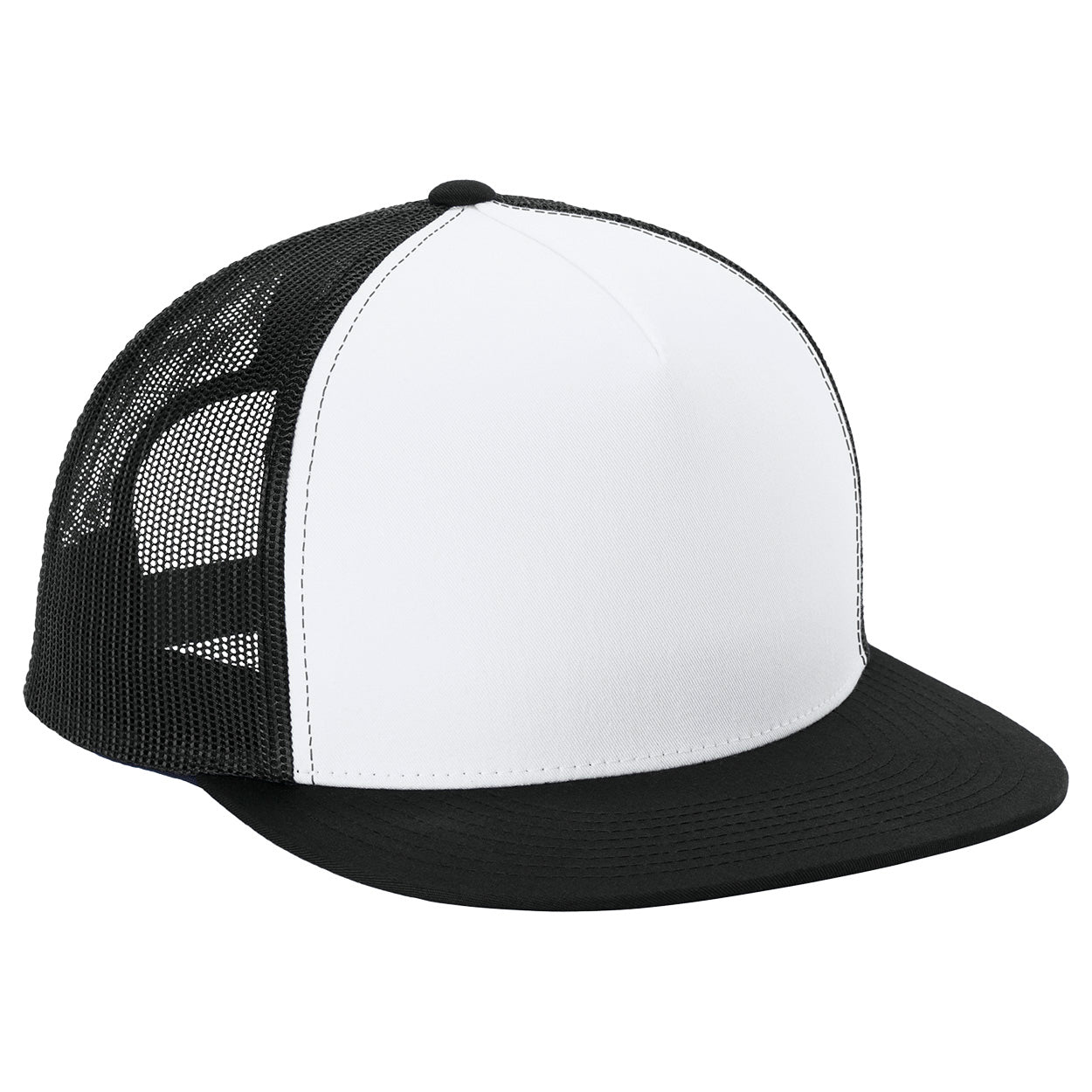 Black Trucker Cap - Sport-Tek - Adjustable Fit Design