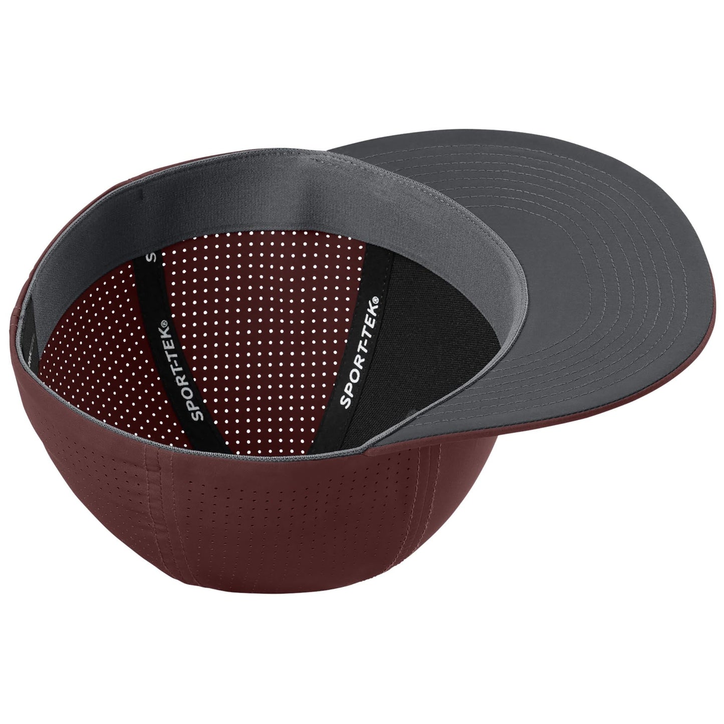 Black/Deep Red/Black Ball Caps - Sport-Tek - Stretch Fit