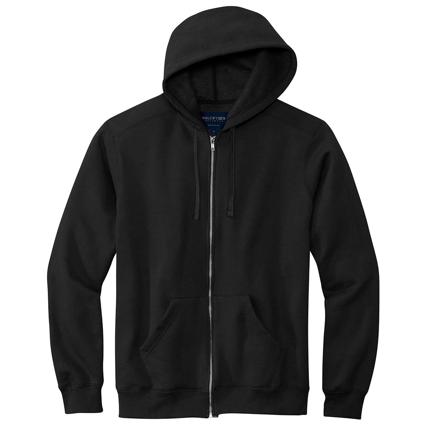 Deep Black Hoodie - Volunteer Knitwear - Full-Zip Design