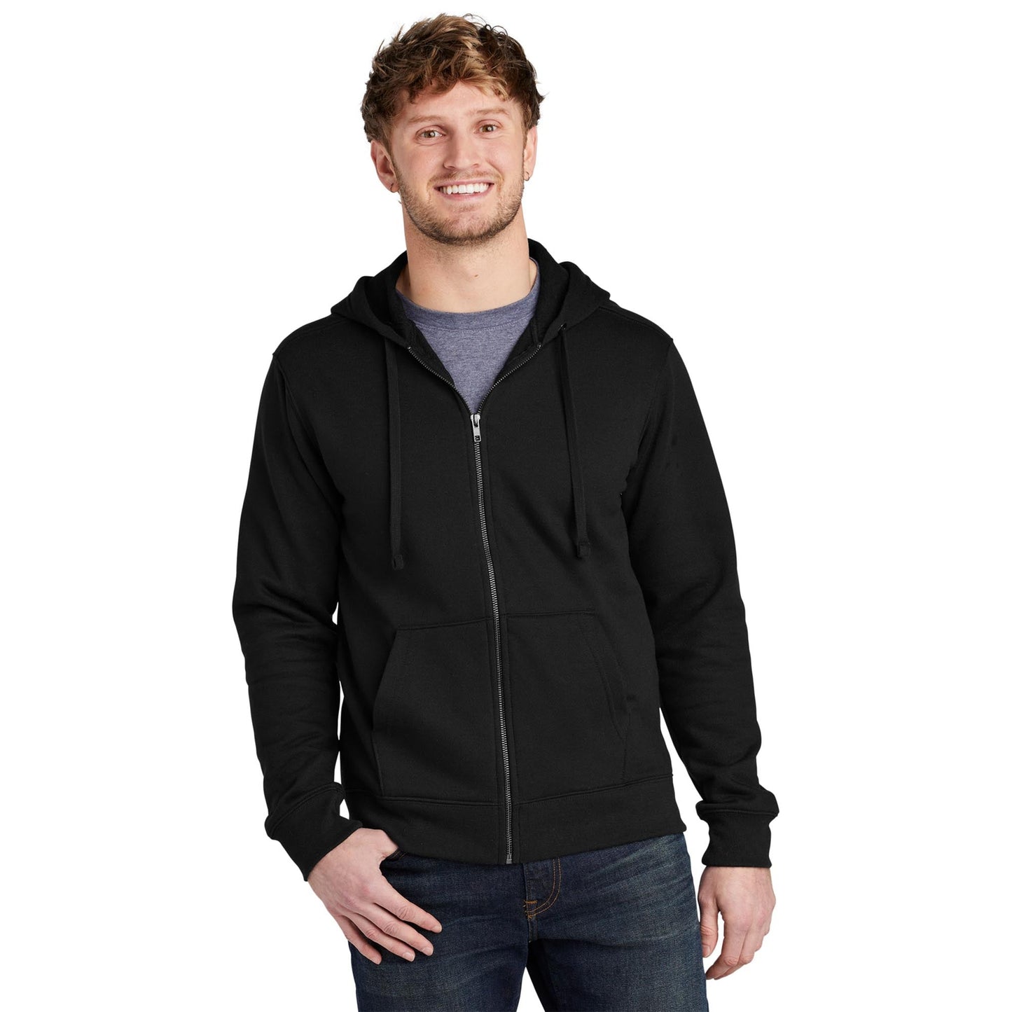 Deep Black Hoodie - Volunteer Knitwear - Full-Zip Design