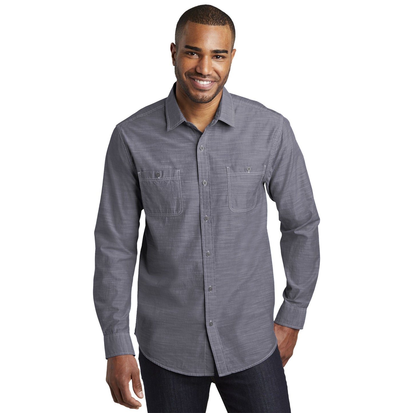 Grey Casual Button Up Shirts - Port Authority - Stylish Fit