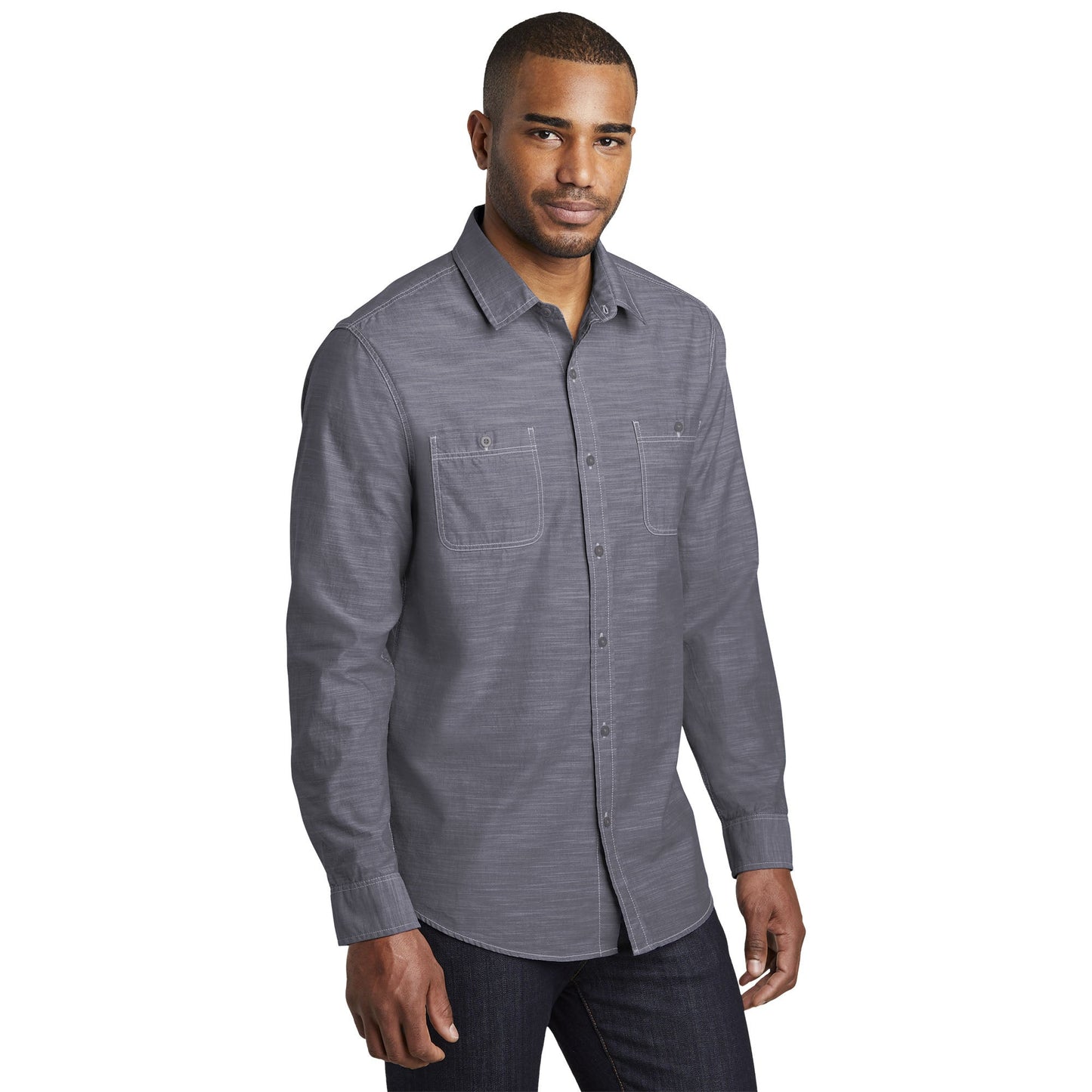 Grey Casual Button Up Shirts - Port Authority - Stylish Fit