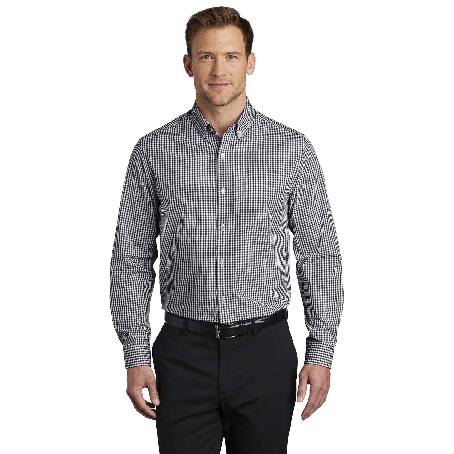 Black/White Button Up Shirt - Port Authority - Gingham Style