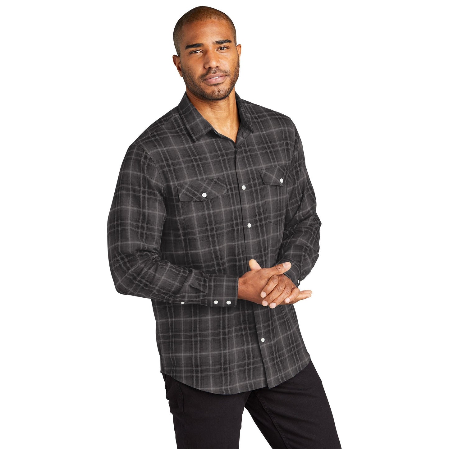Deep Black Button Up Shirt - Port Authority - Soft Fabric