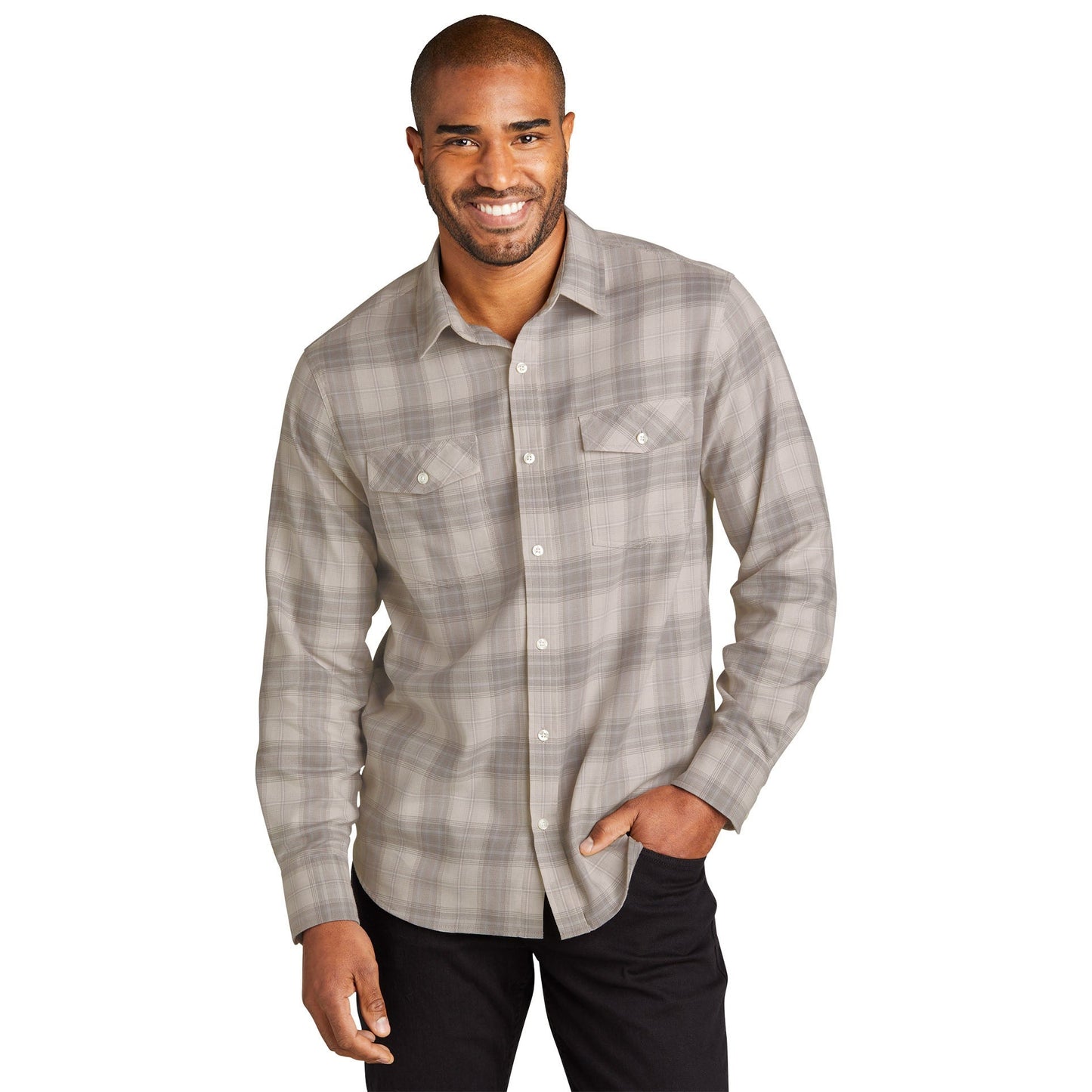 Deep Black Button Up Shirt - Port Authority - Soft Fabric