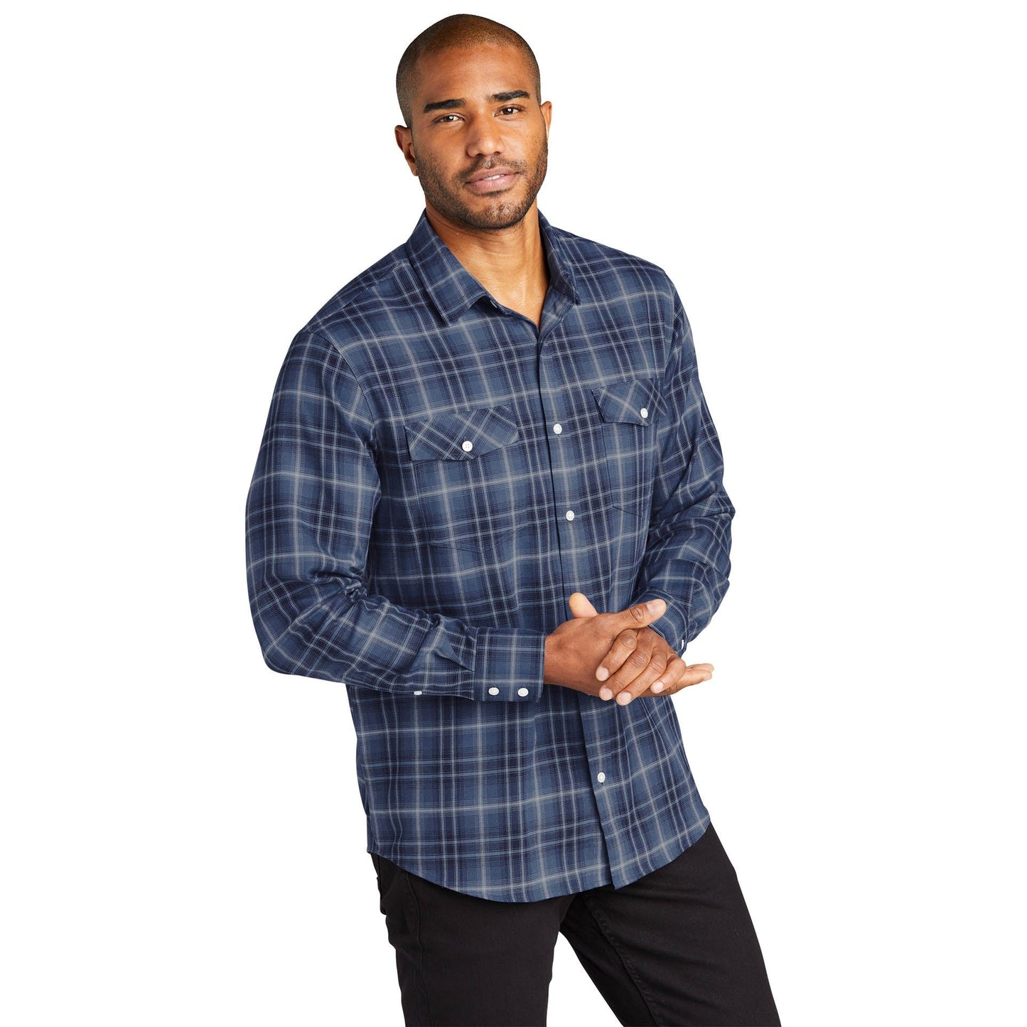 Deep Black Button Up Shirt - Port Authority - Soft Fabric