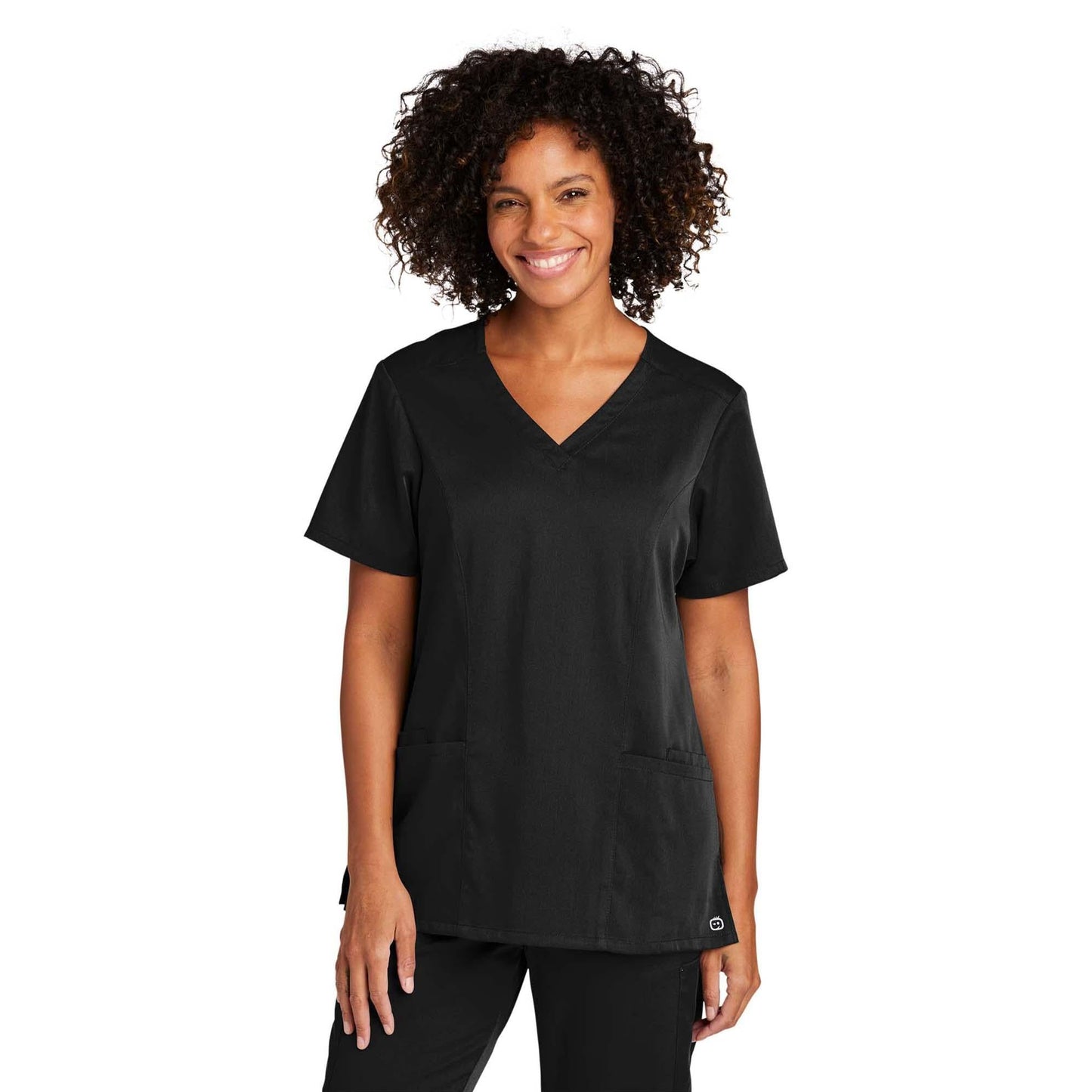 Black Scrub Tops - WonderWink - Stylish Mock Wrap