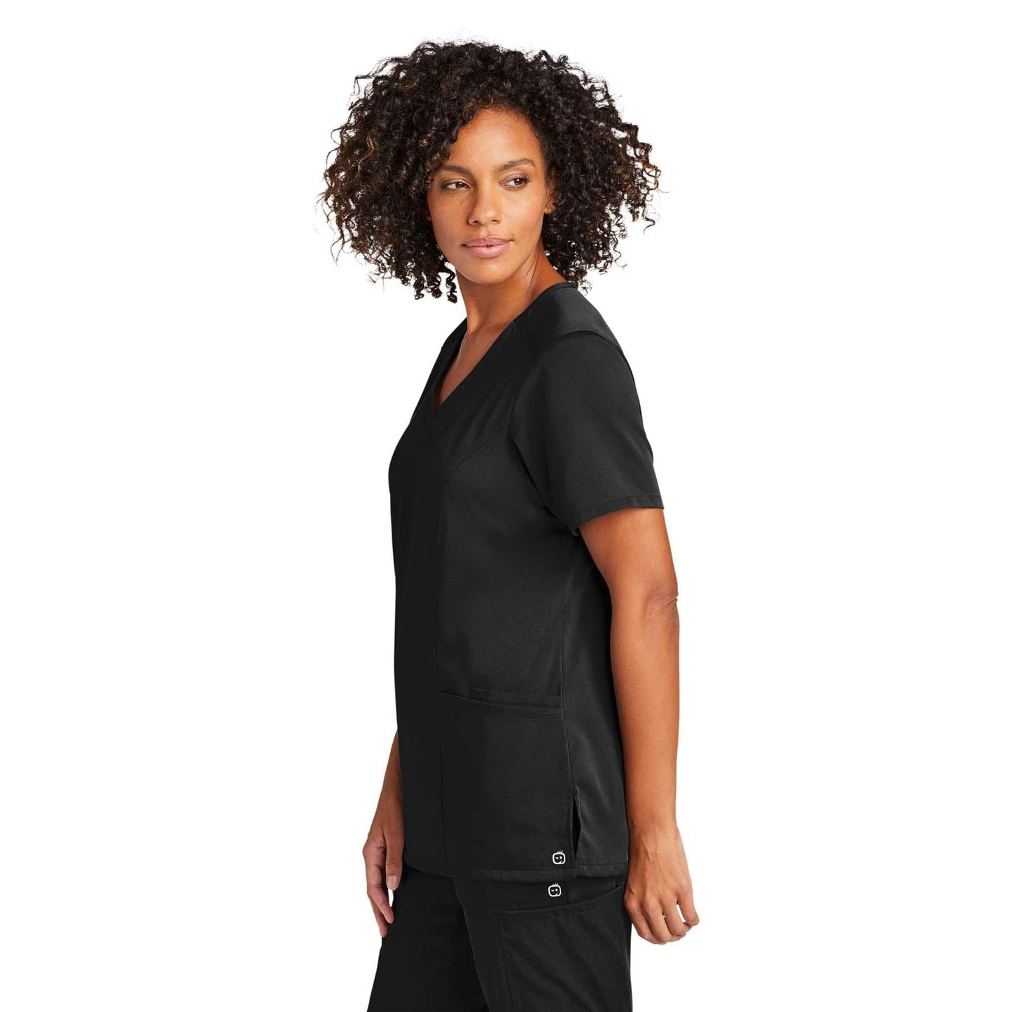 Black Scrub Tops - WonderWink - Stylish Mock Wrap
