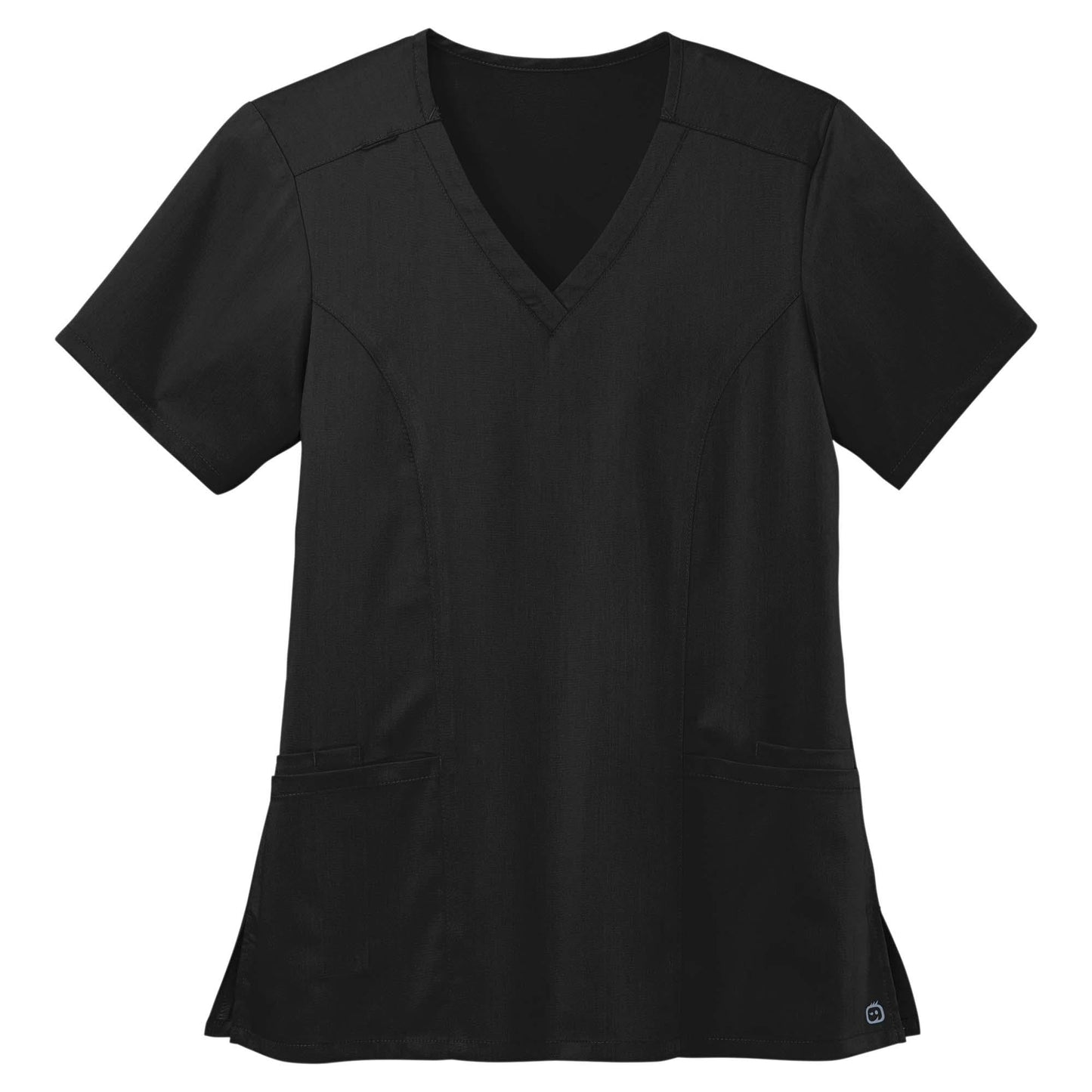 Black Scrub Tops - WonderWink - Stylish Mock Wrap