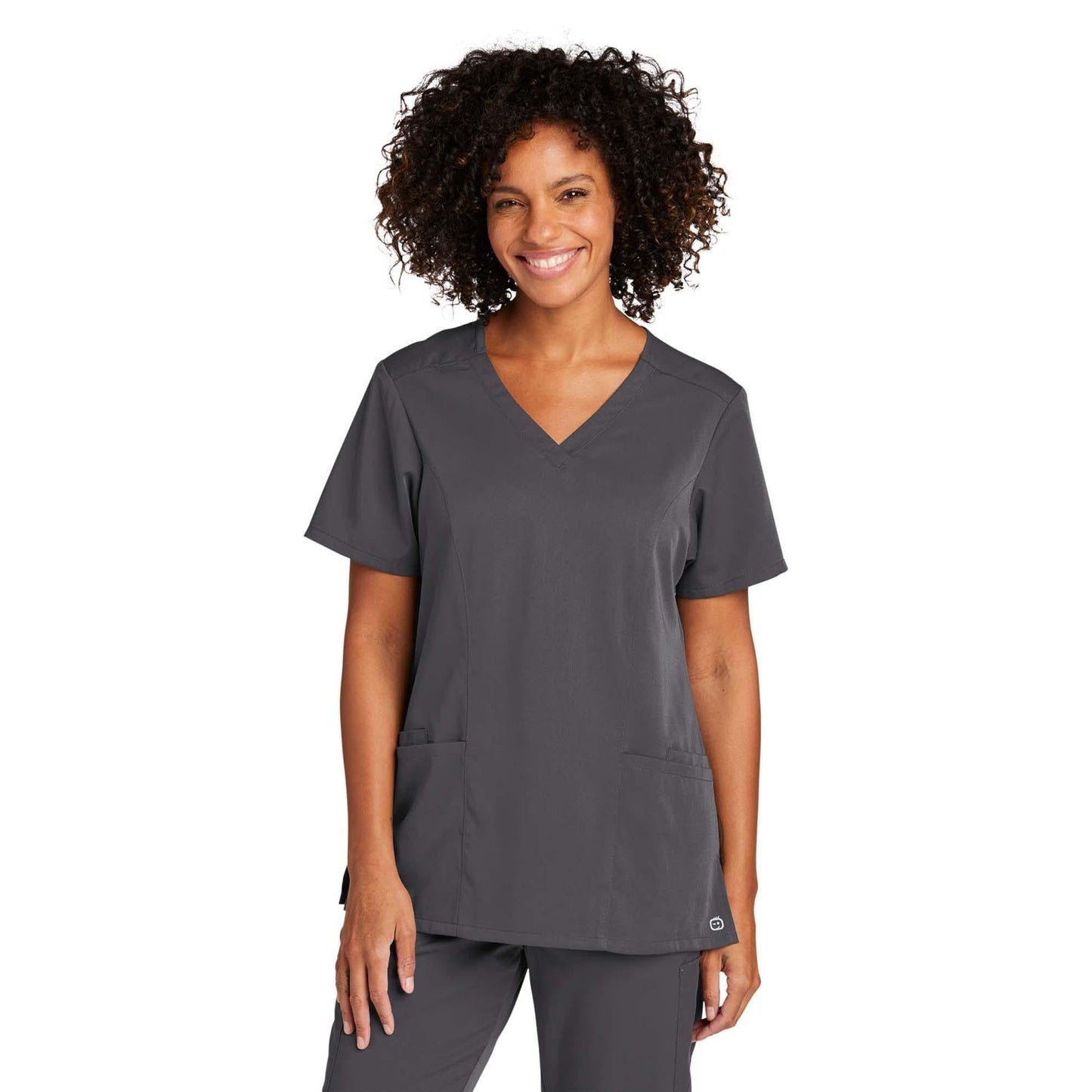 Black Scrub Tops - WonderWink - Stylish Mock Wrap