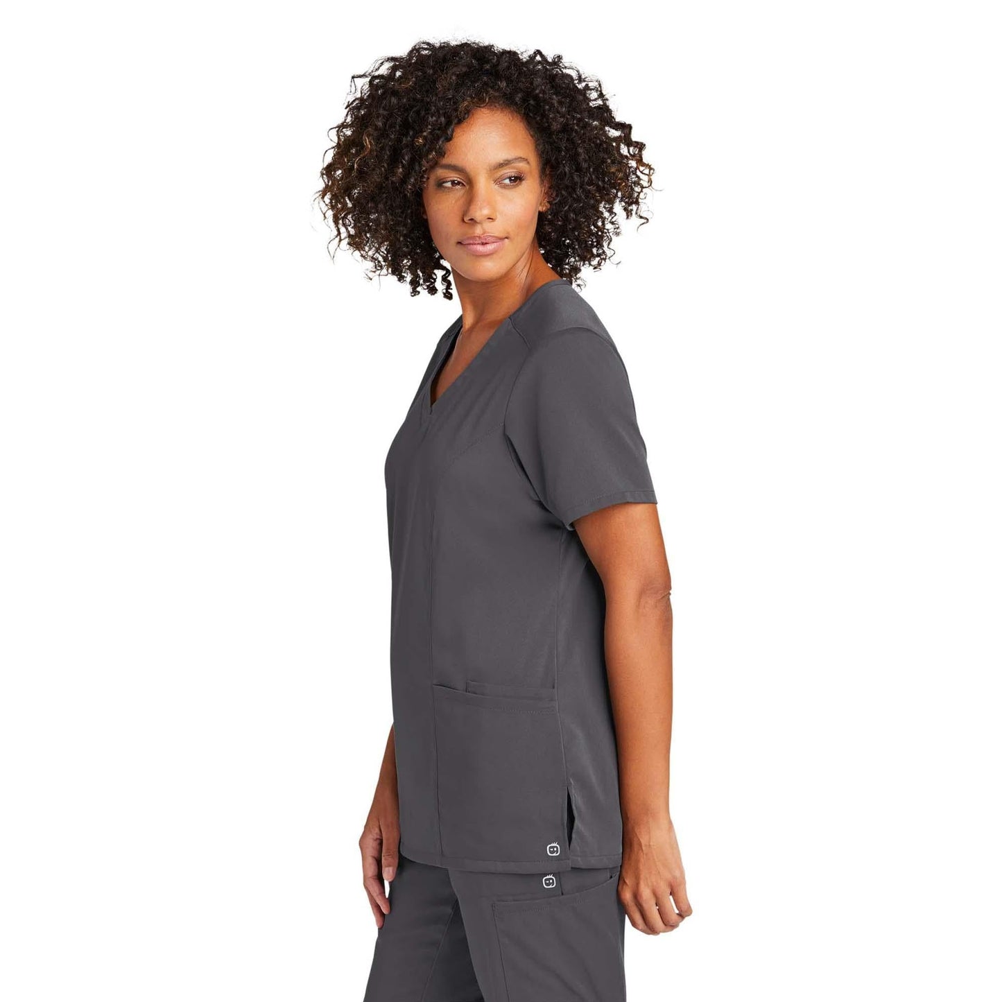 Black Scrub Tops - WonderWink - Stylish Mock Wrap