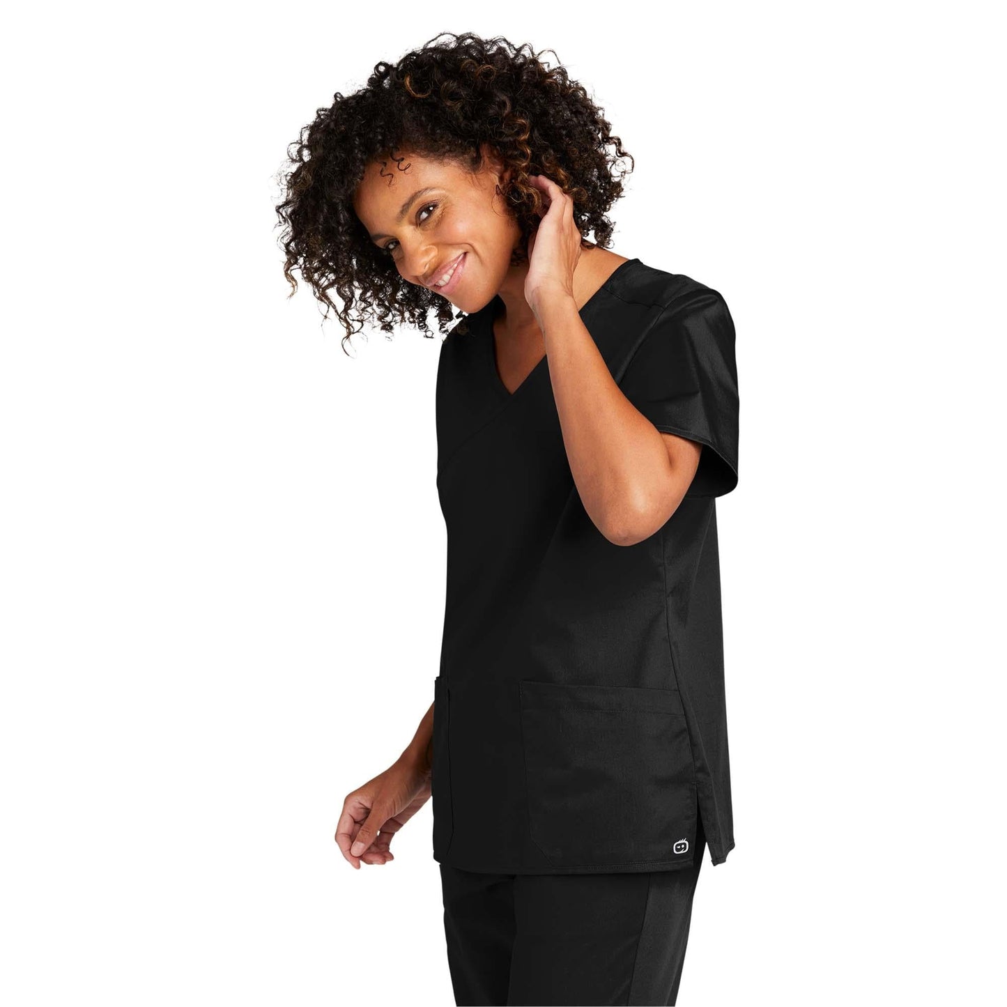 Black Scrub Tops - WonderWink - Comfortable Mock Wrap