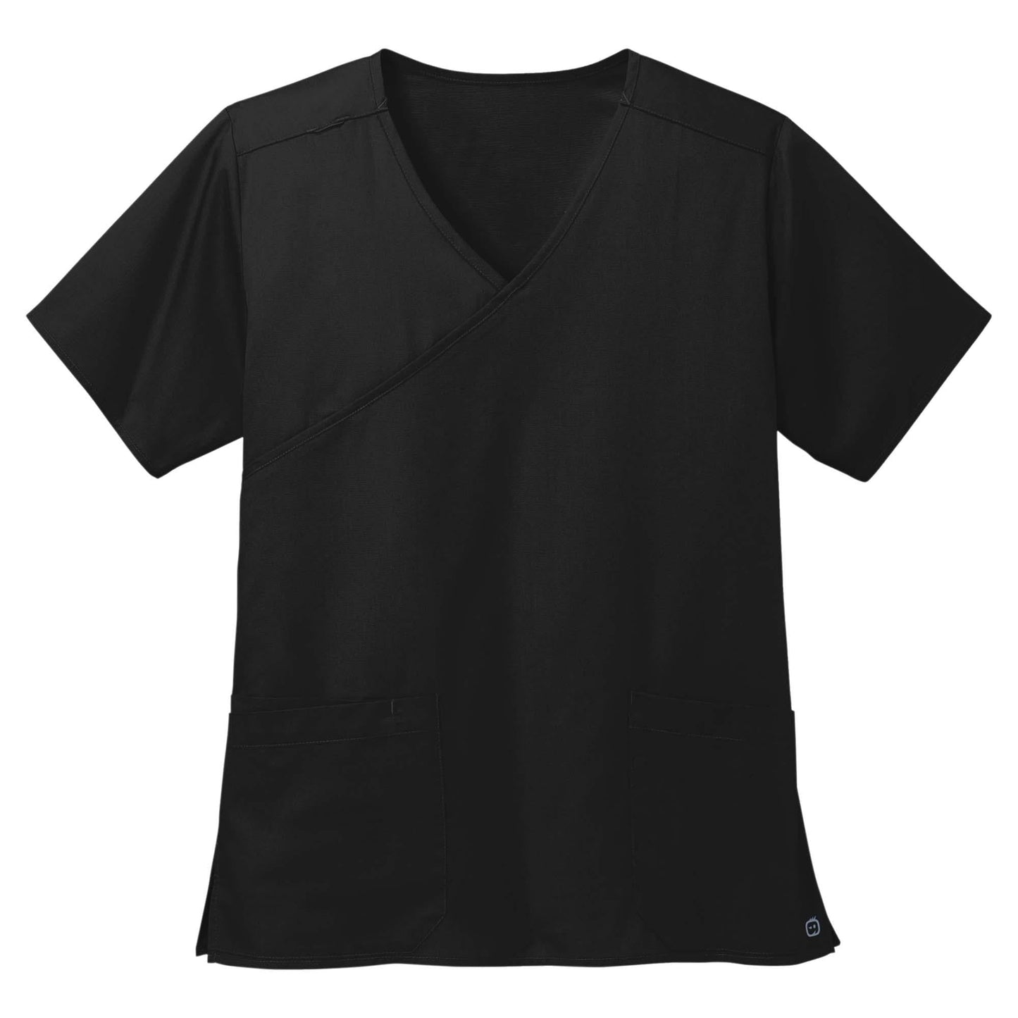 Black Scrub Tops - WonderWink - Comfortable Mock Wrap