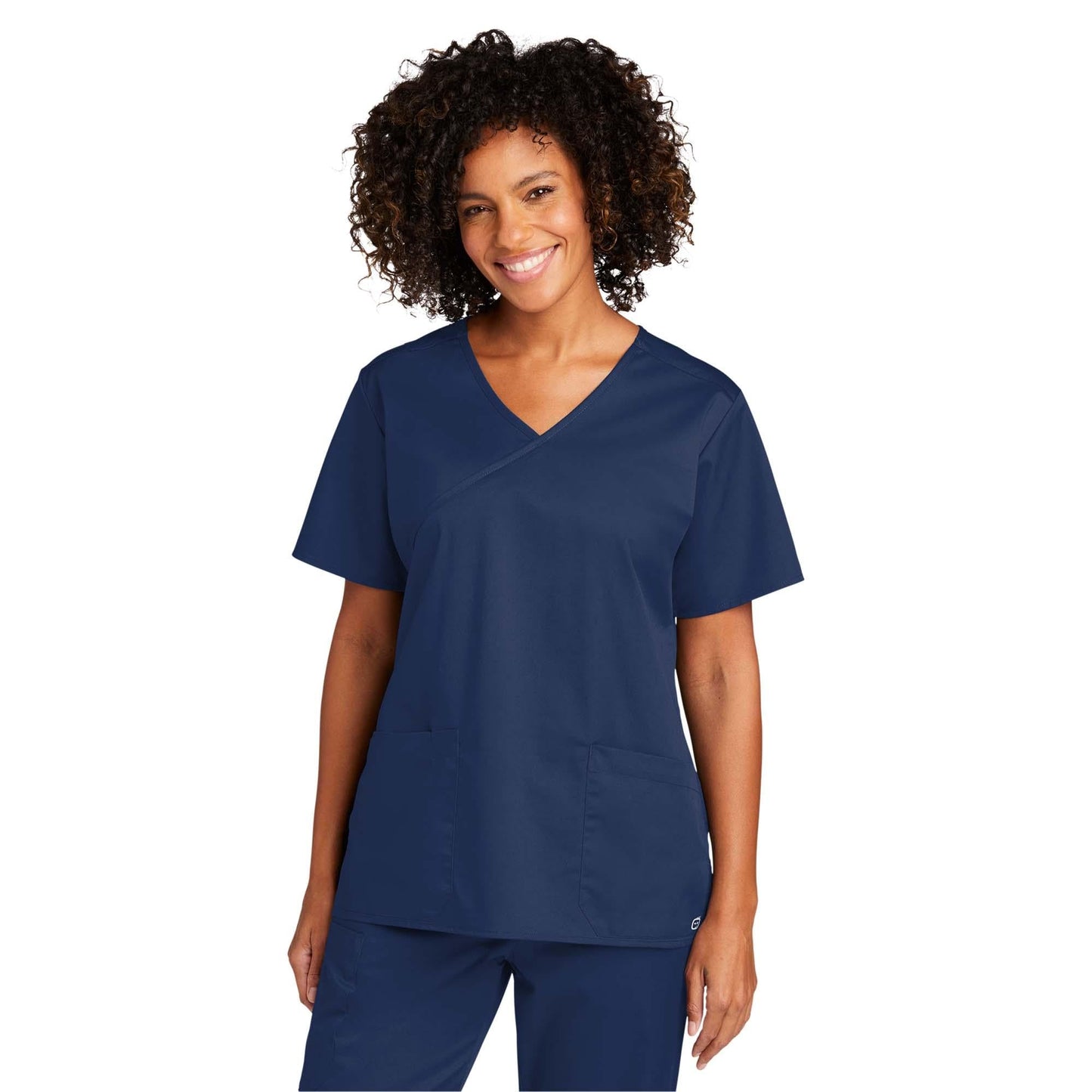 Black Scrub Tops - WonderWink - Comfortable Mock Wrap