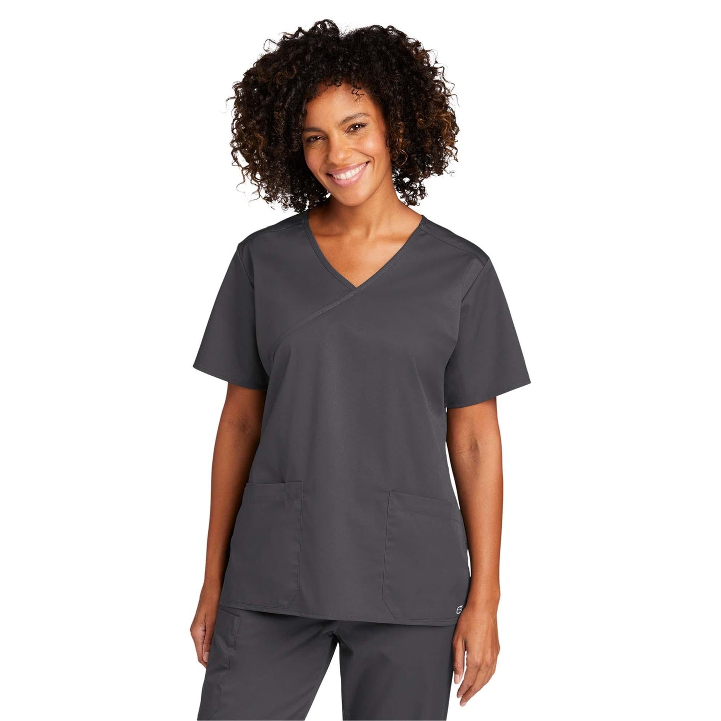 Black Scrub Tops - WonderWink - Comfortable Mock Wrap