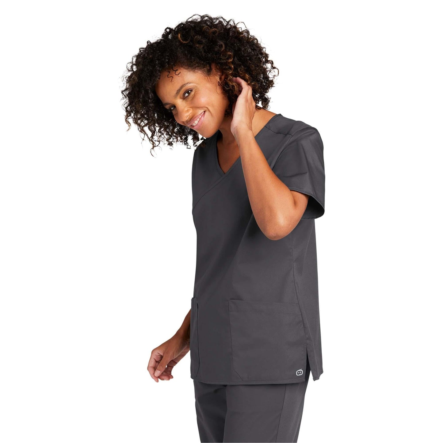 Black Scrub Tops - WonderWink - Comfortable Mock Wrap