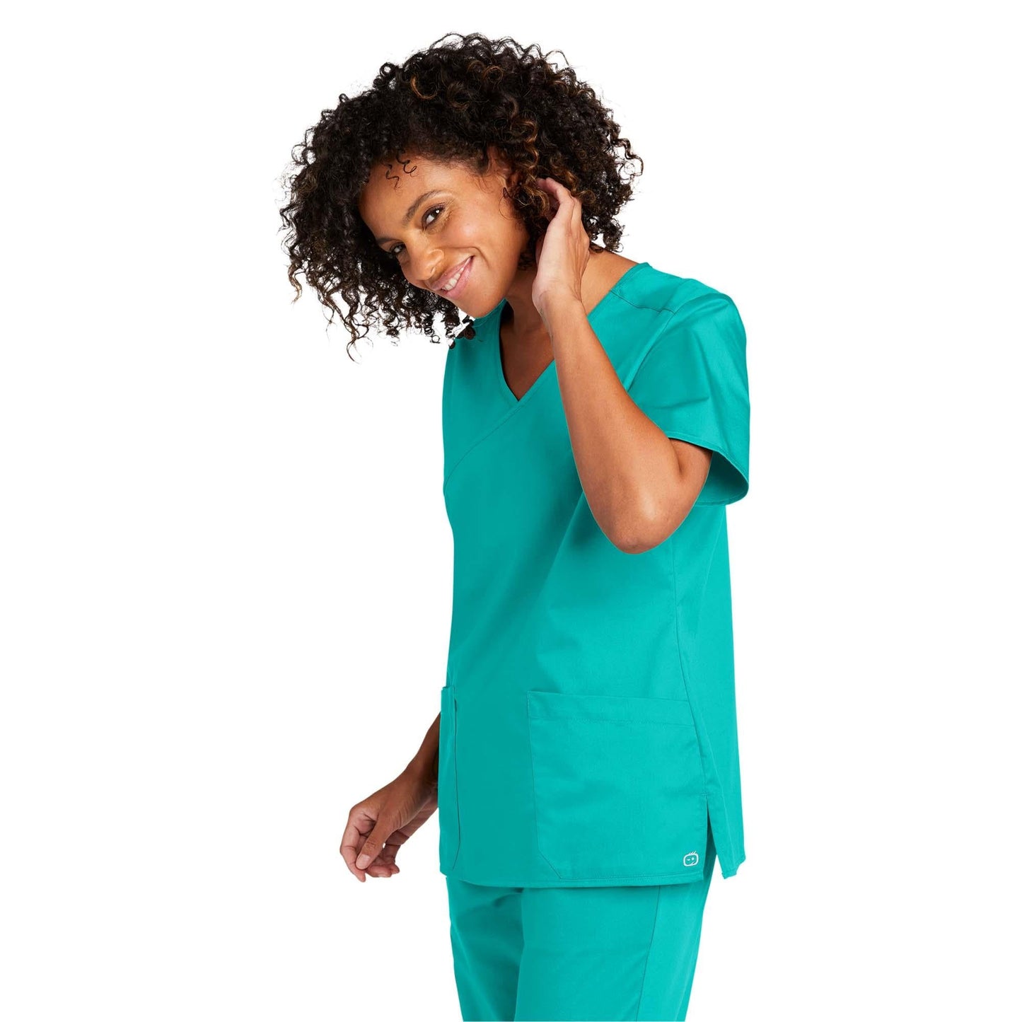 Black Scrub Tops - WonderWink - Comfortable Mock Wrap