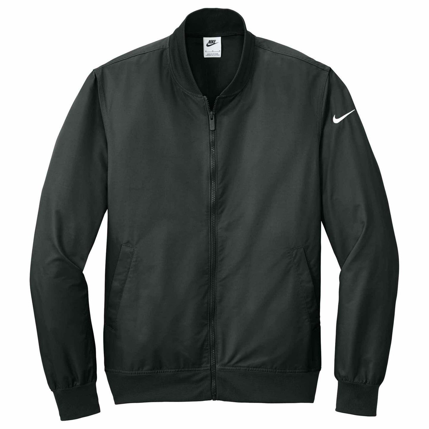 Black Bomber Jacket - Nike - Ribbed Collar - Stylish Wear