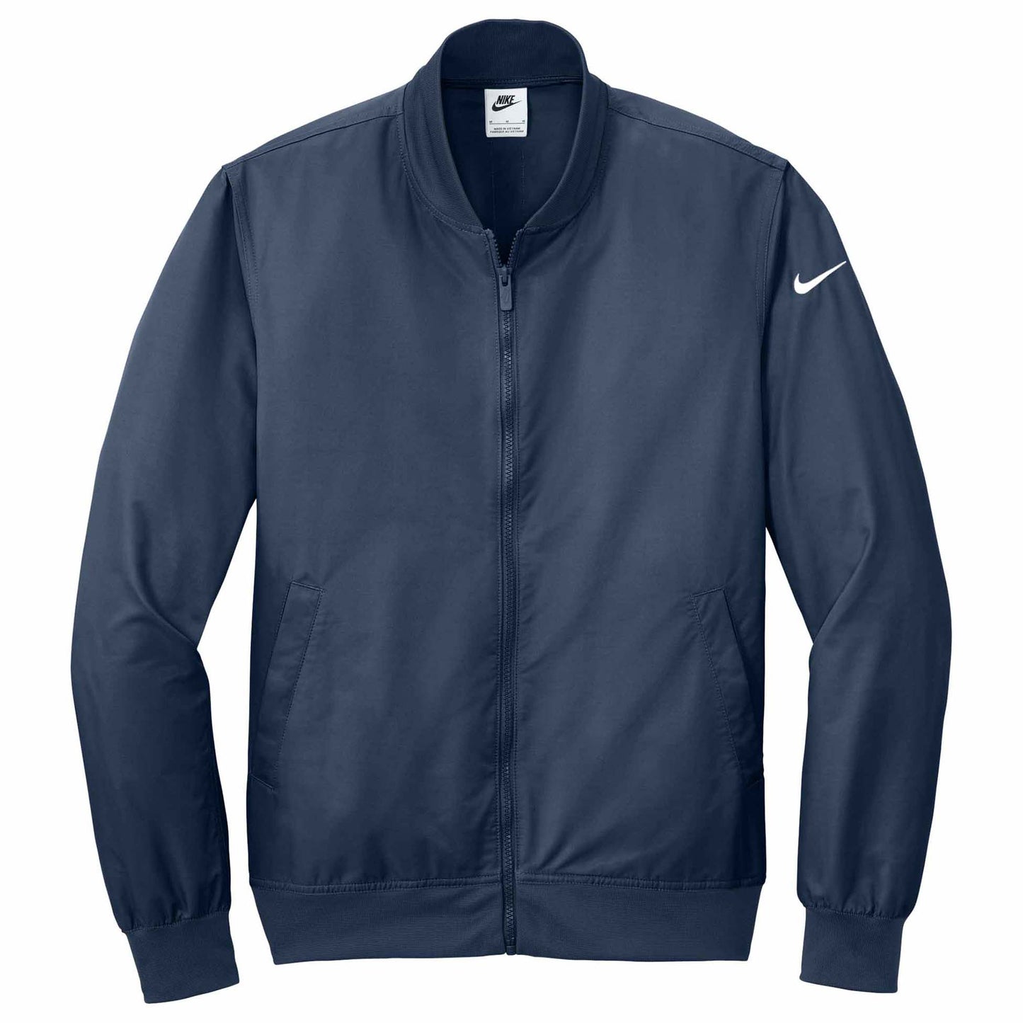 Black Bomber Jacket - Nike - Ribbed Collar - Stylish Wear