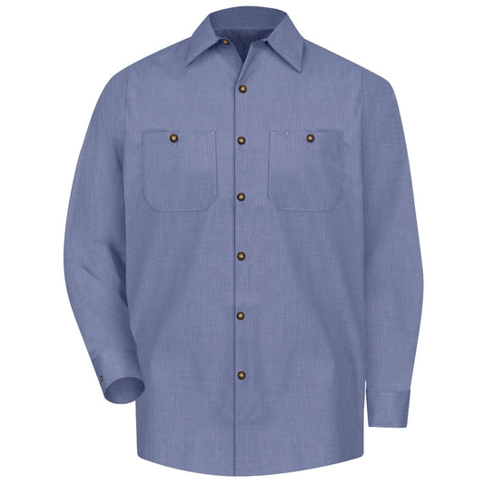 Denim Blue Microcheck Shirt - Red Kap - Geometric Design