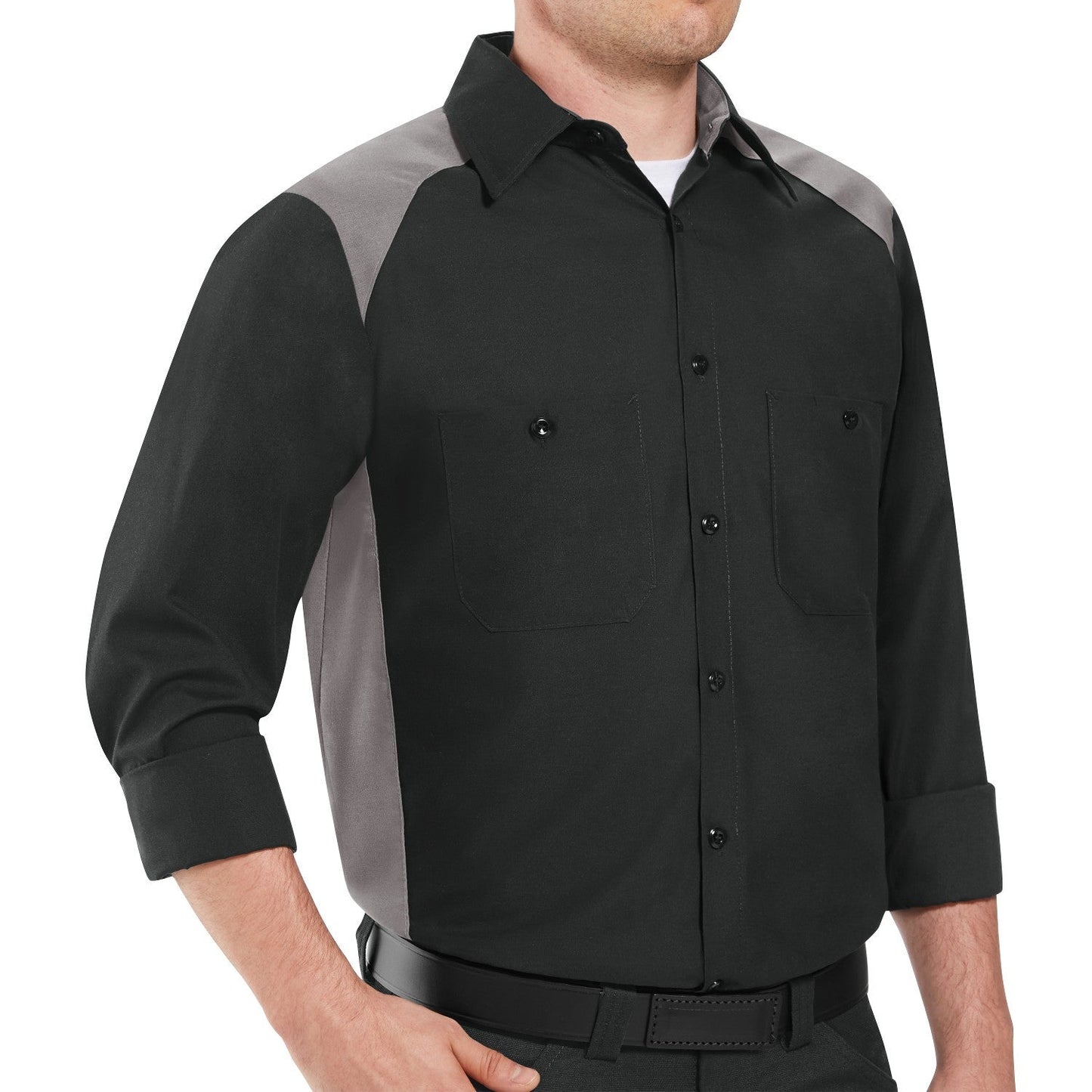 Silver/Black Button Up Shirt - Red Kap - Stain Resistant