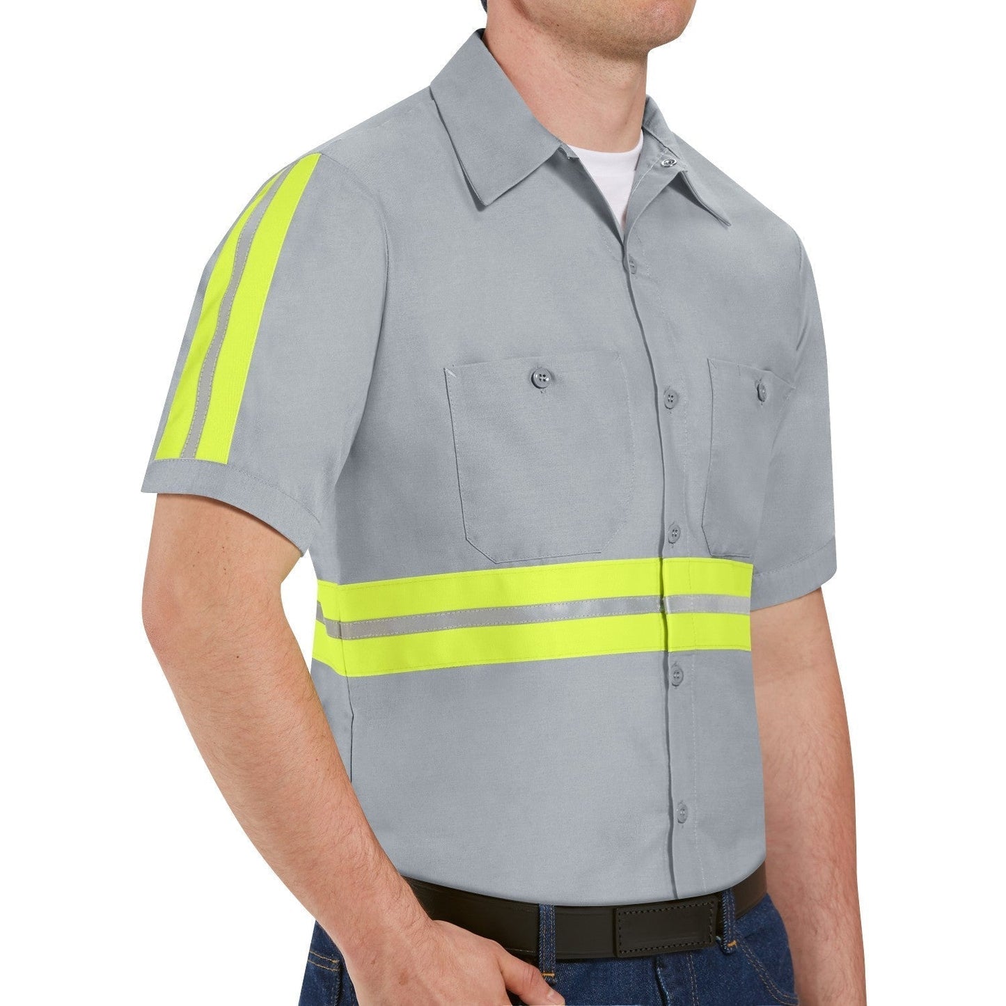 Light Grey Button Up Shirt - Red Kap - Enhanced Visibility