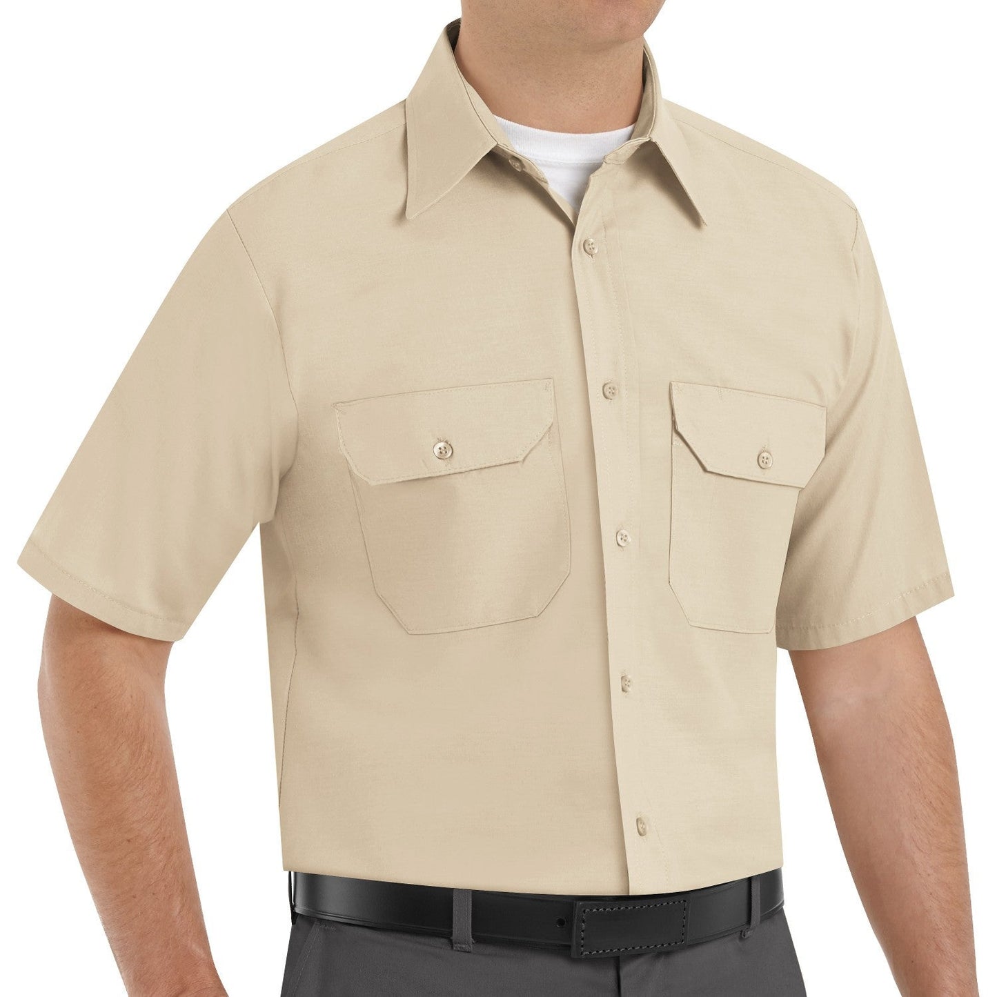 Light Tan Button Up Shirt - Red Kap - Durable Poplin
