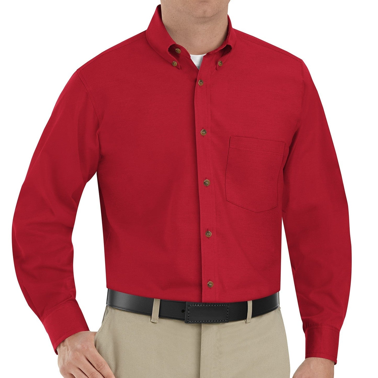 Black Button Up Shirts - Red Kap - Poplin Fabric