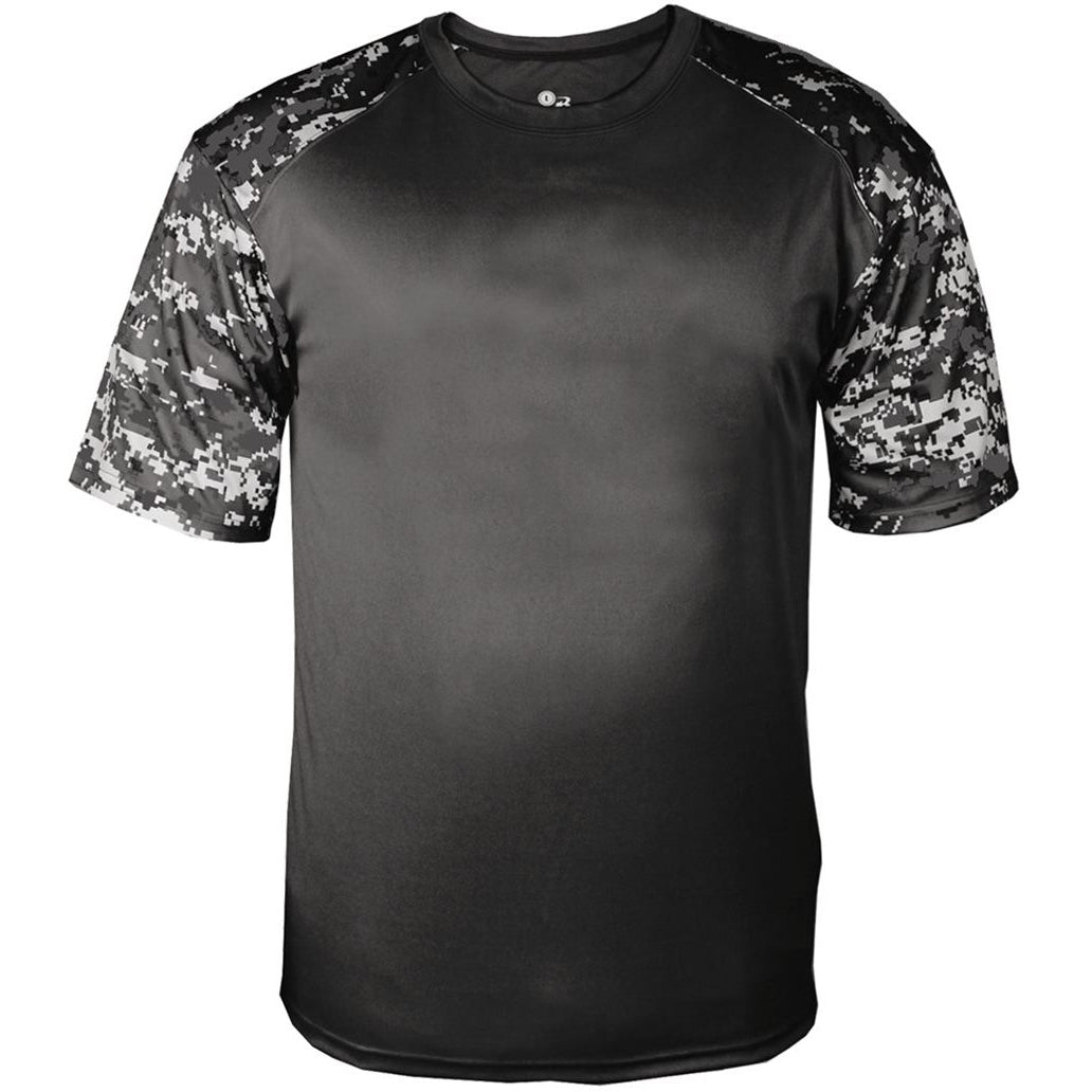 Black/White T-Shirts - Badger Sport - Digital Camo Design