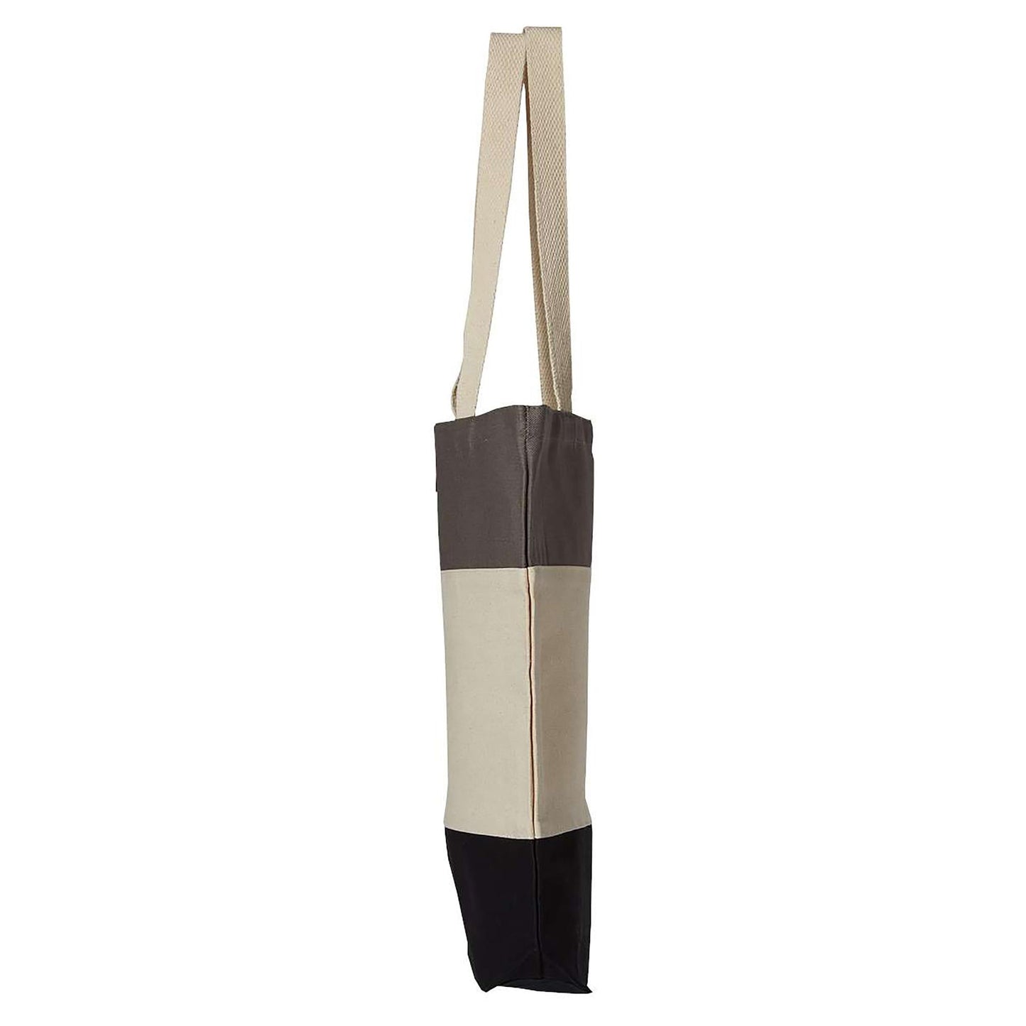 Black Tri-Color Tote Bag - Q-Tees - Durable Canvas