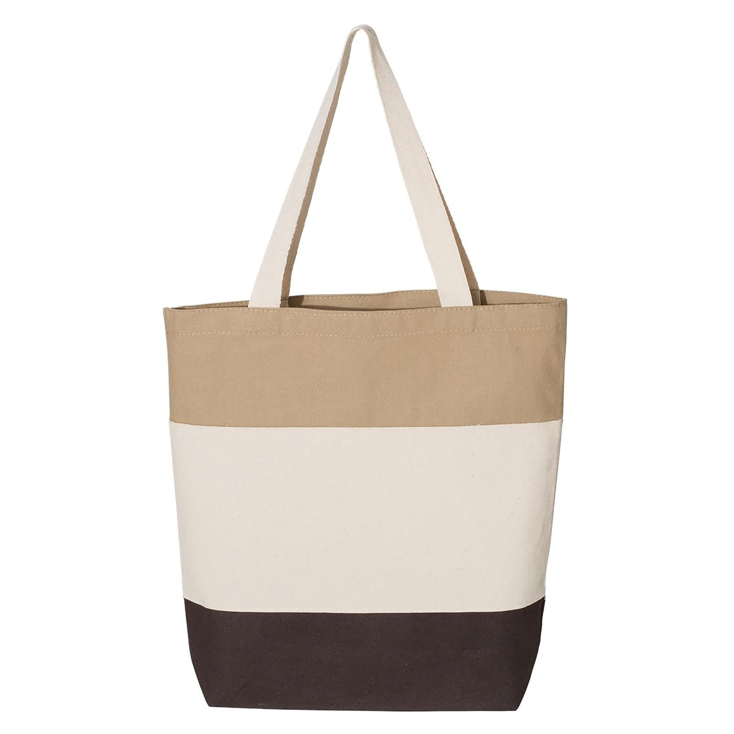 Black Tri-Color Tote Bag - Q-Tees - Durable Canvas
