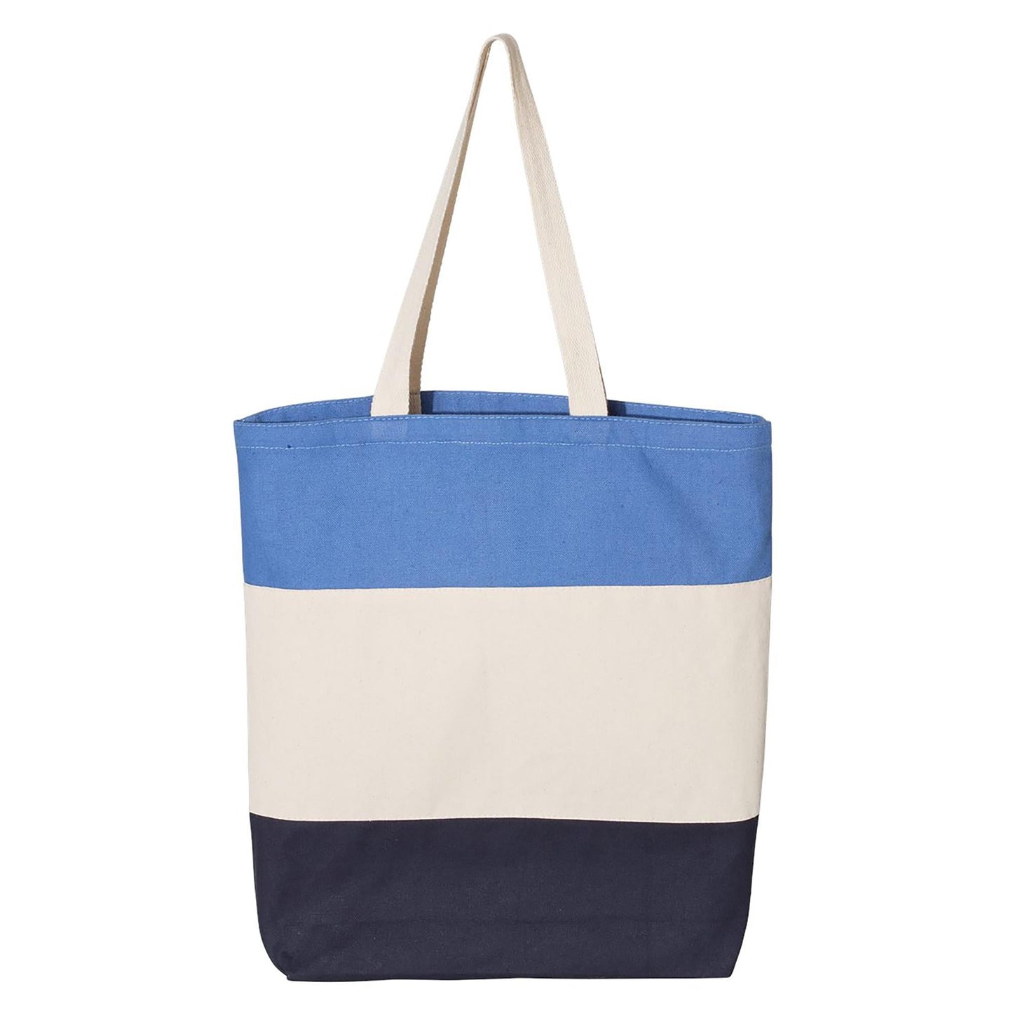 Black Tri-Color Tote Bag - Q-Tees - Durable Canvas