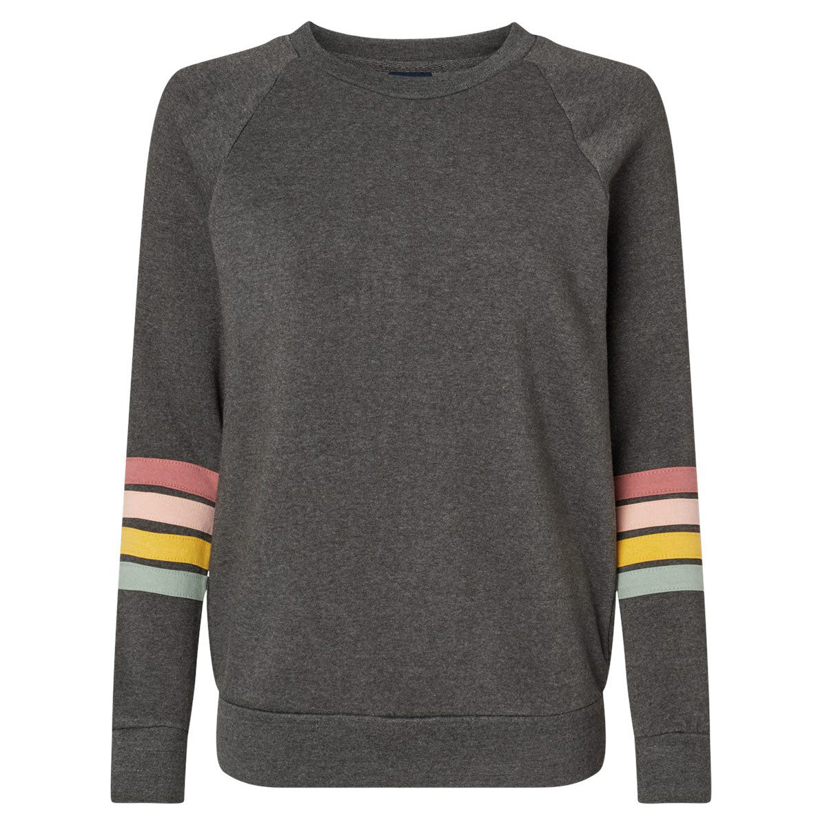 Charcoal Sweatshirt - MV Sport - Striped Sleeves Crewneck