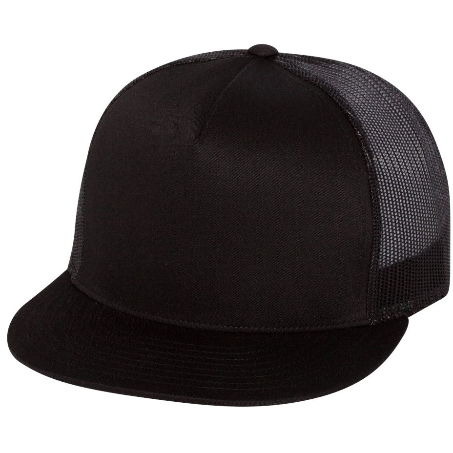 Black Flat Brim Hats - YP Classics - Stylish Trucker Cap