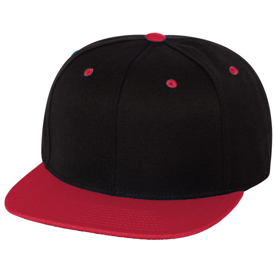 Black/Red Flat Brim Hat - YP Classics - Wool Blend