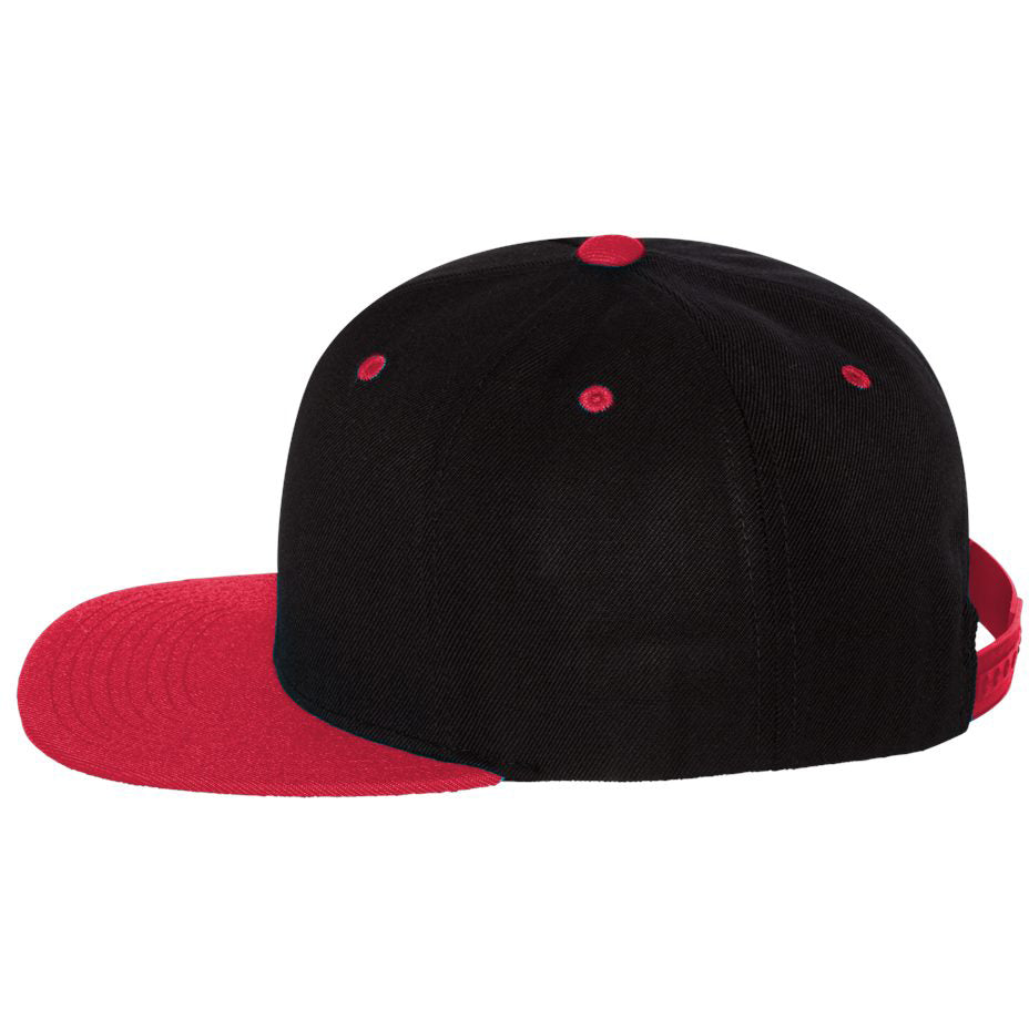 Black/Red Flat Brim Hat - YP Classics - Wool Blend