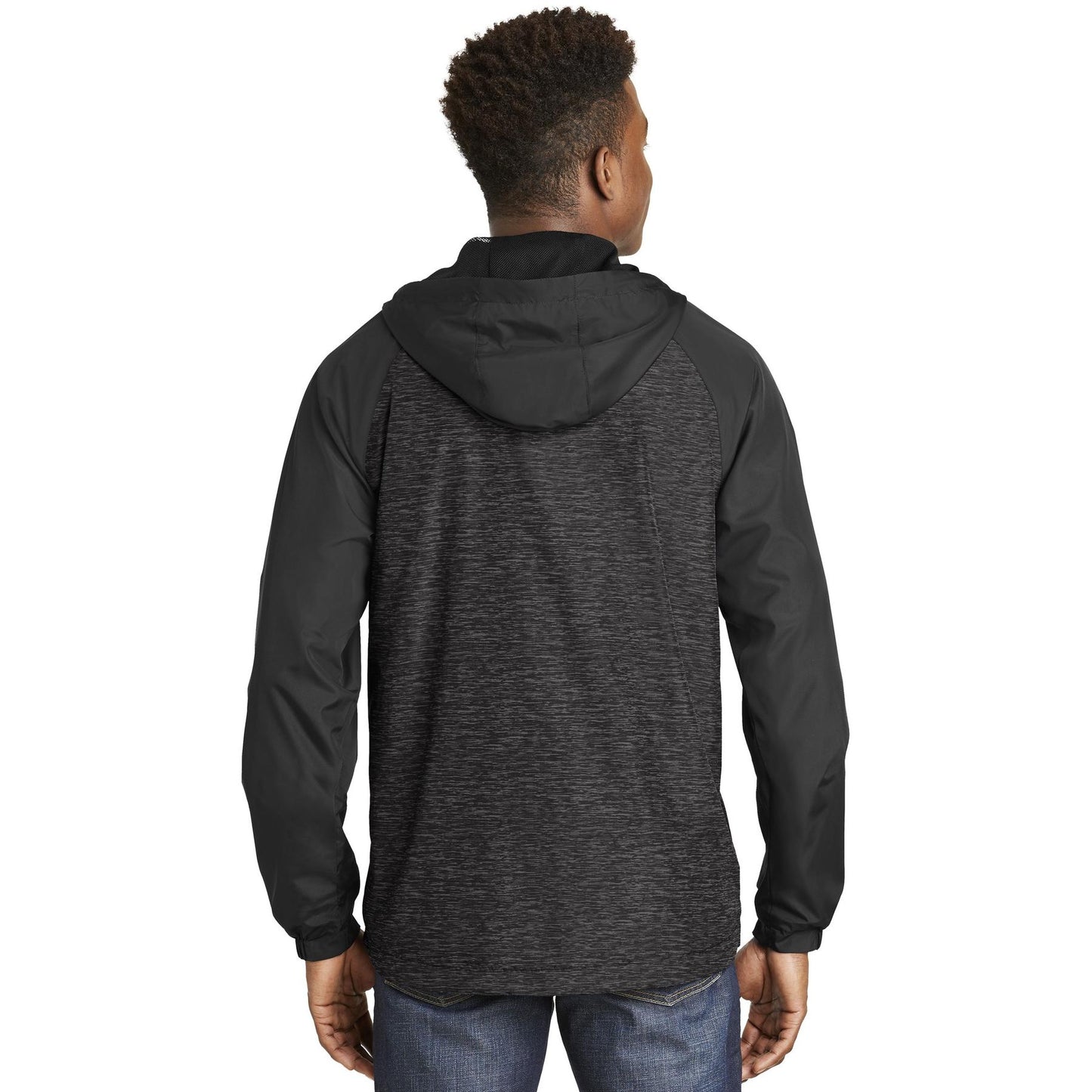 Black Windbreaker - Sport-Tek - Heather Design