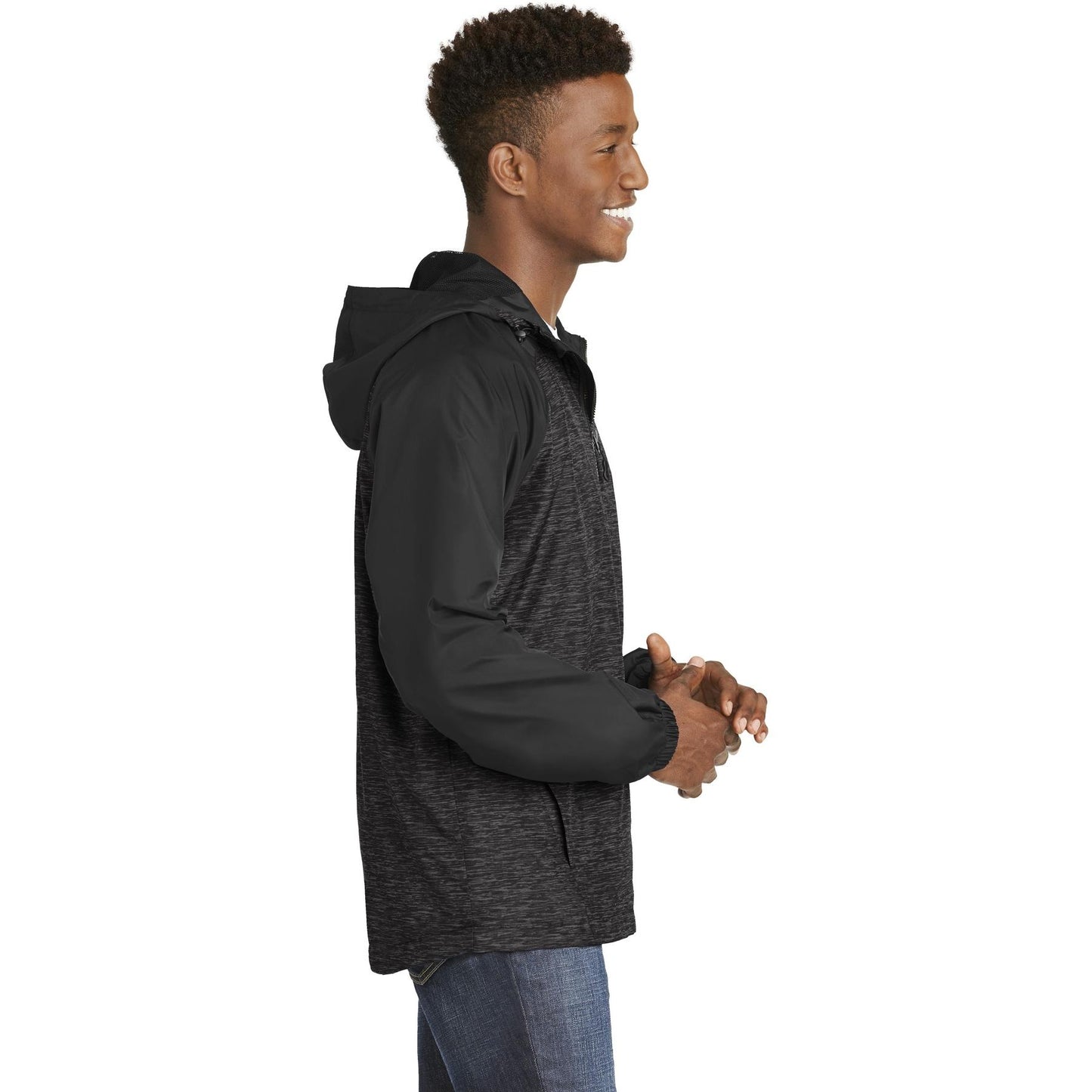 Black Windbreaker - Sport-Tek - Heather Design