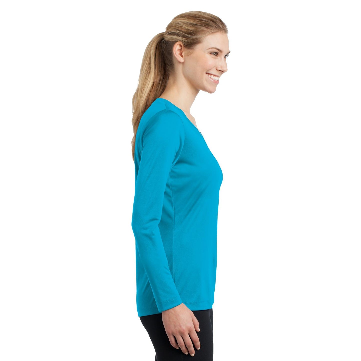 Forest Green T-Shirt - Sport-Tek - Long Sleeve V-Neck