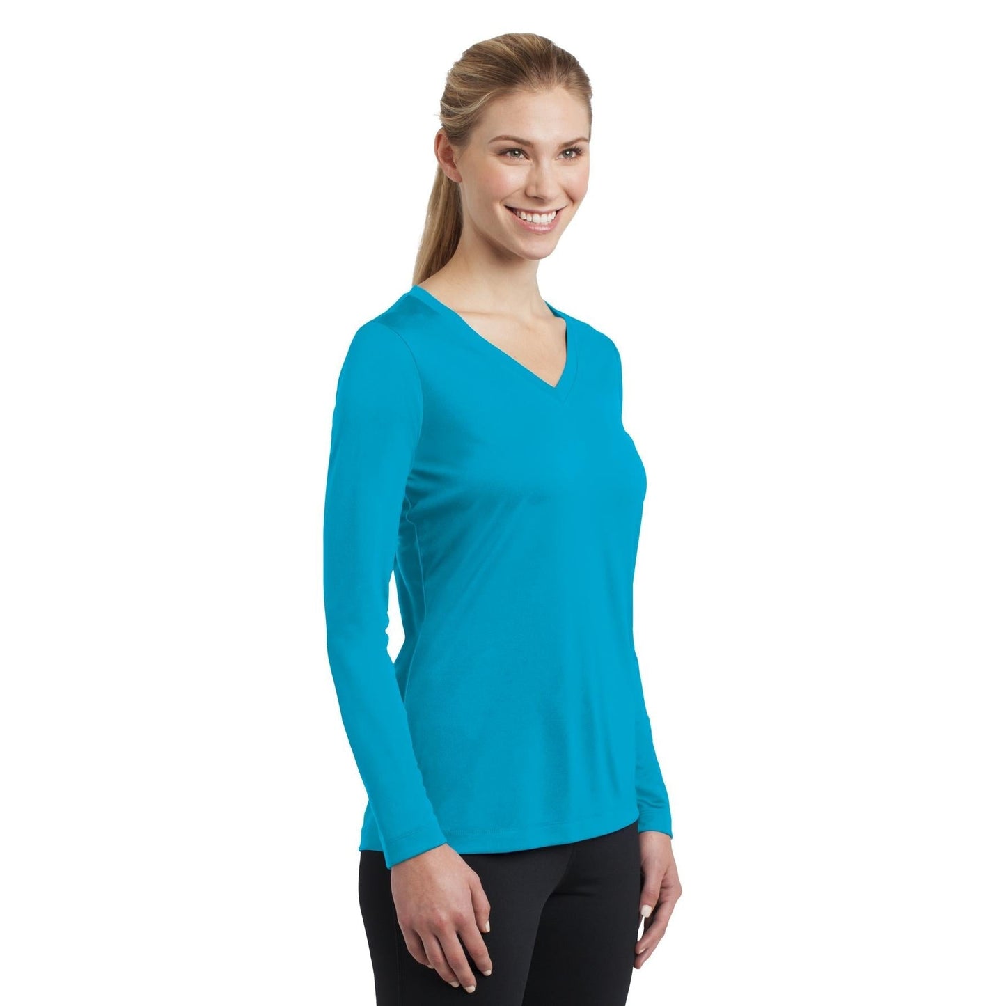 Forest Green T-Shirt - Sport-Tek - Long Sleeve V-Neck