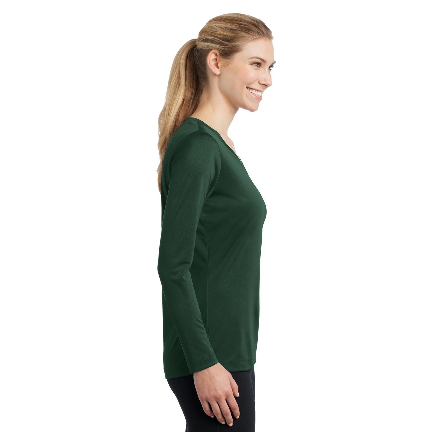 Forest Green T-Shirt - Sport-Tek - Long Sleeve V-Neck