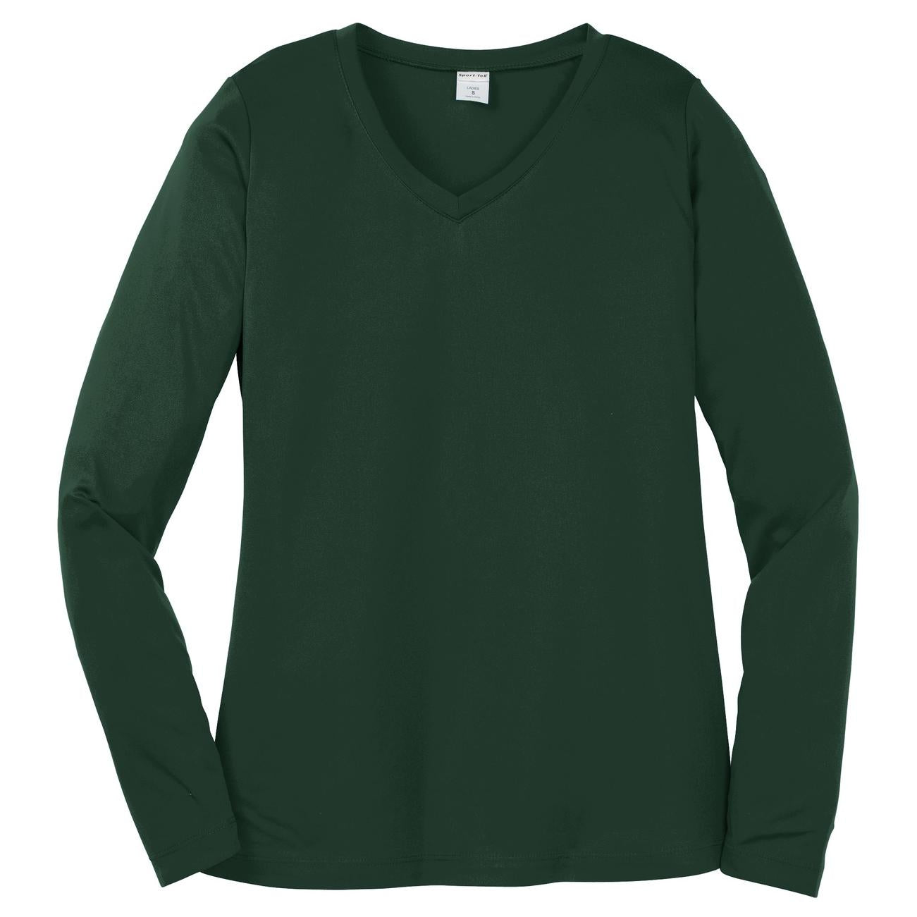 Forest Green T-Shirt - Sport-Tek - Long Sleeve V-Neck
